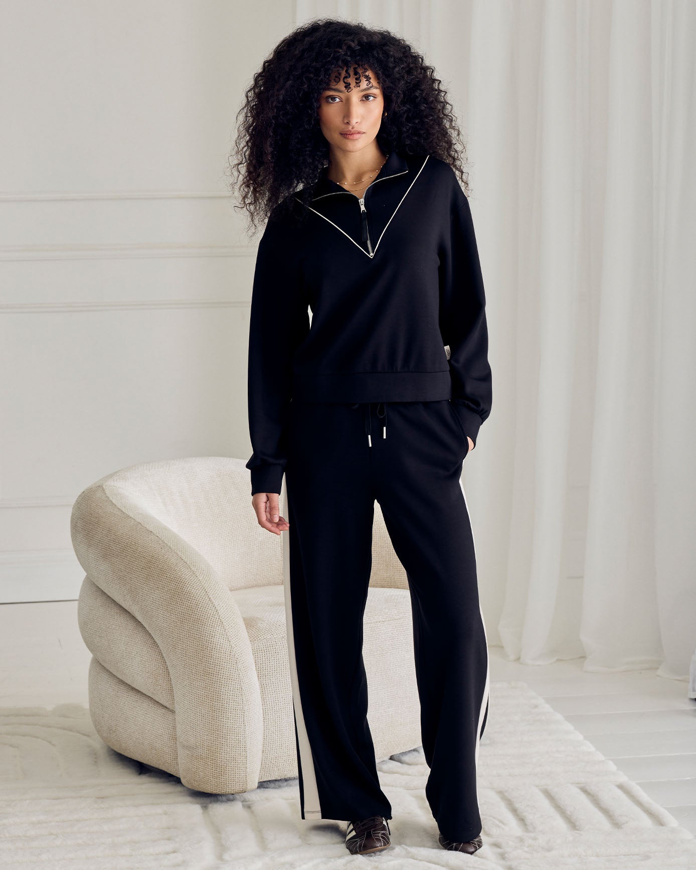 LuxeComfort Scuba Side Stripe Joggers - Black