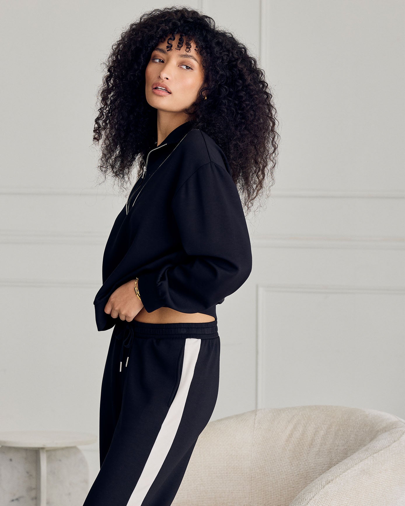 LuxeComfort Scuba Side Stripe Joggers - Black