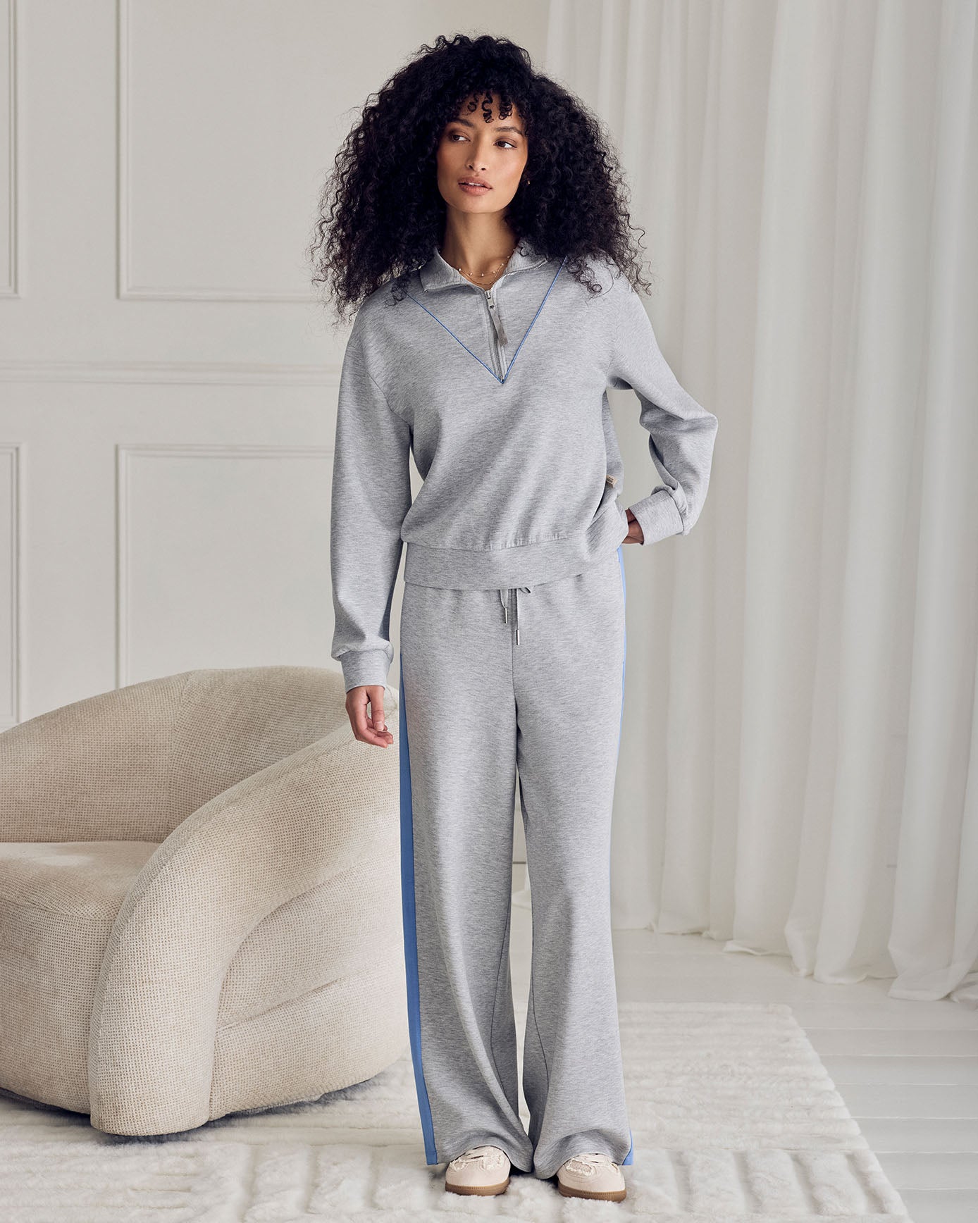 LuxeComfort Scuba Side Stripe Joggers - Grey