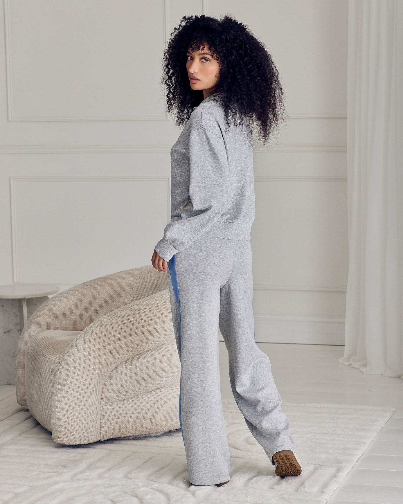 LuxeComfort Scuba Side Stripe Joggers - Grey