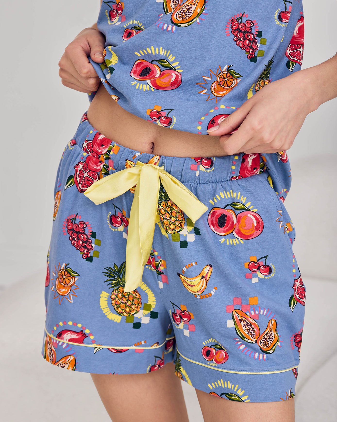 Organic Cotton Fruit Party Print Cami Short Pyjama Set