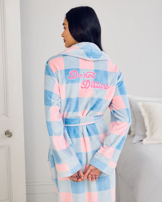 Fleece Stripe Long Dressing Gown - Green Chelsea Peers Fleece Stripe Long Dressing Gown - Green Chelsea Peers