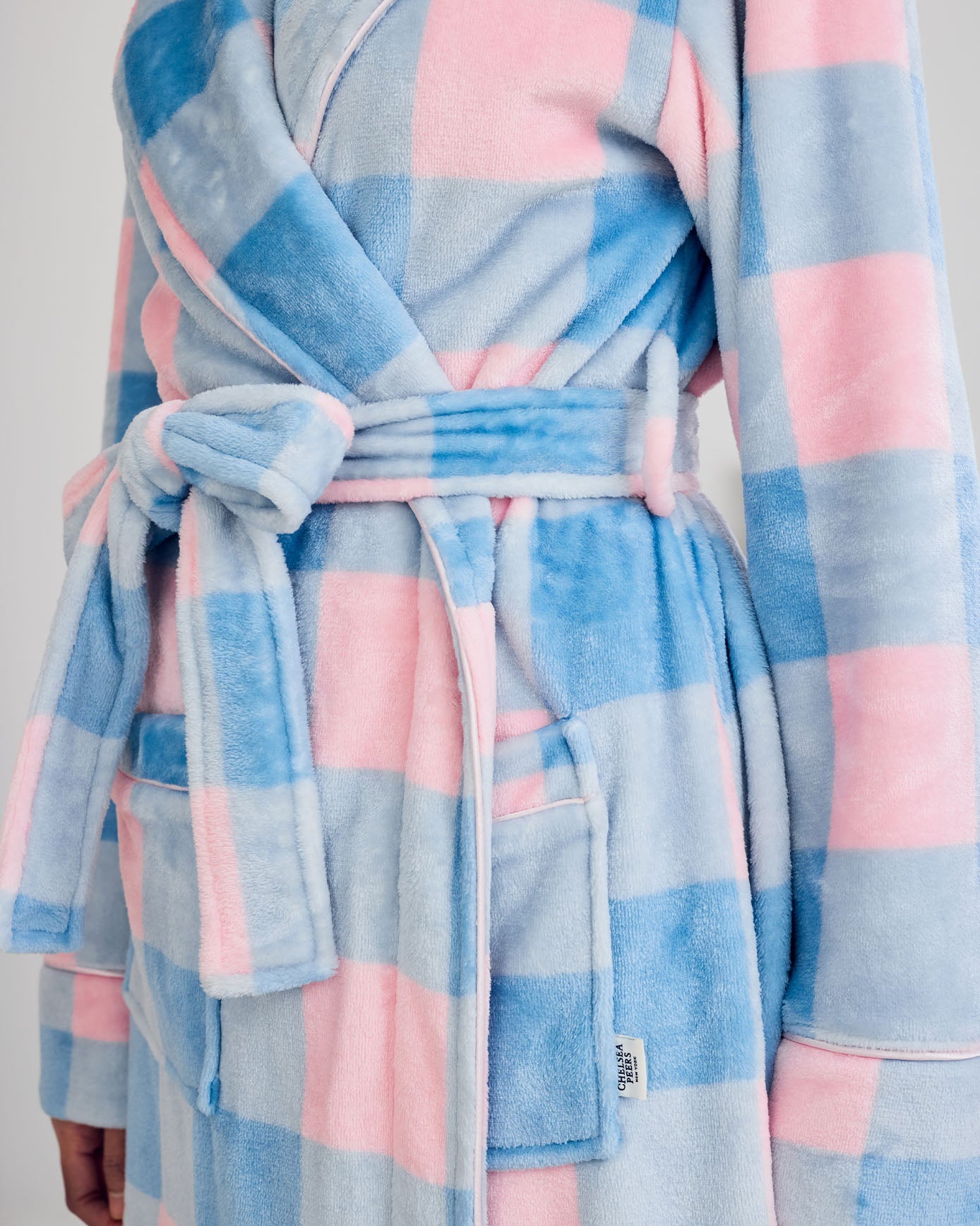 Fleece Embroidered Back Do Not Disturb Check Dressing Gown