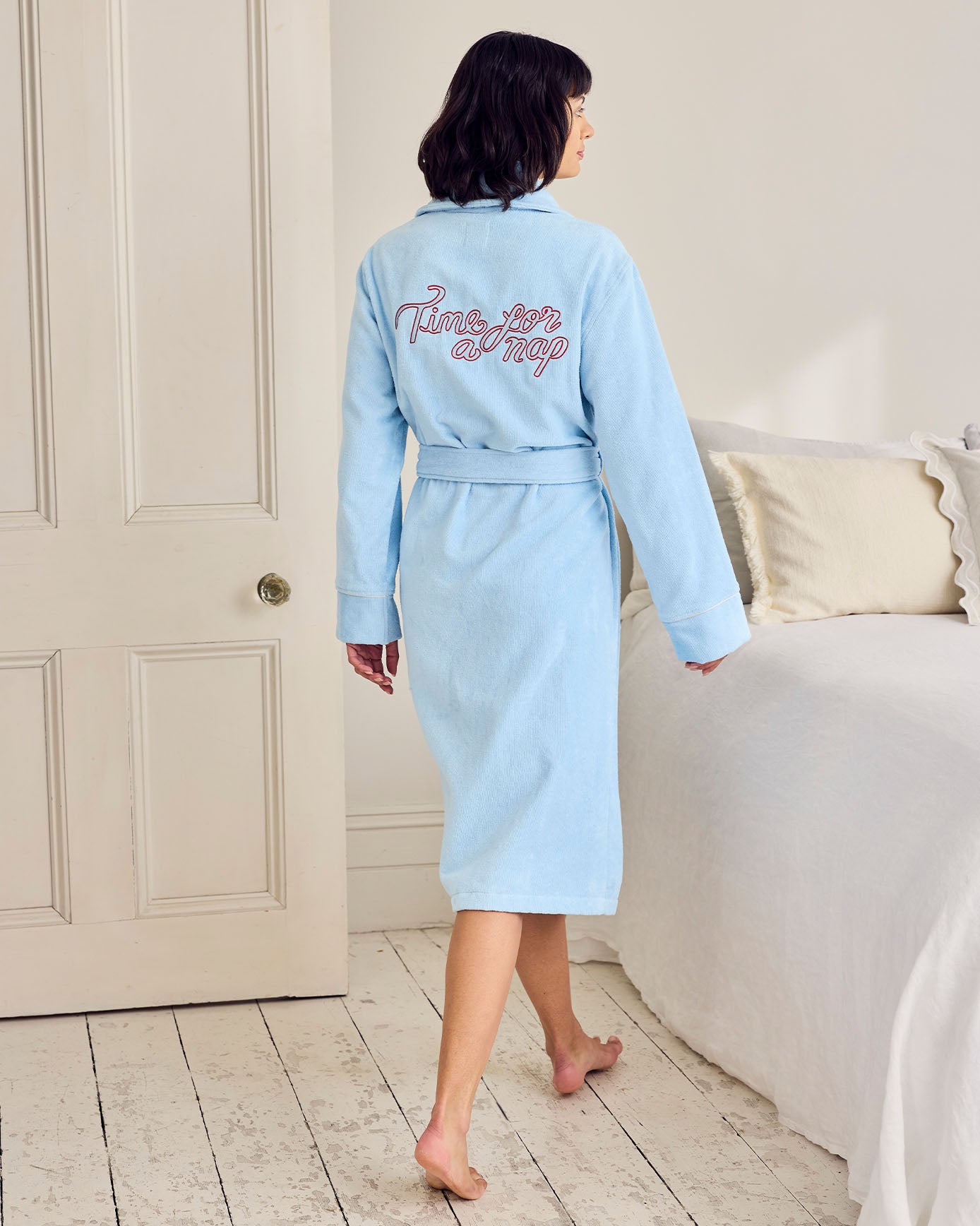 Cotton Towelling Embroidered Time For A Nap Dressing Gown