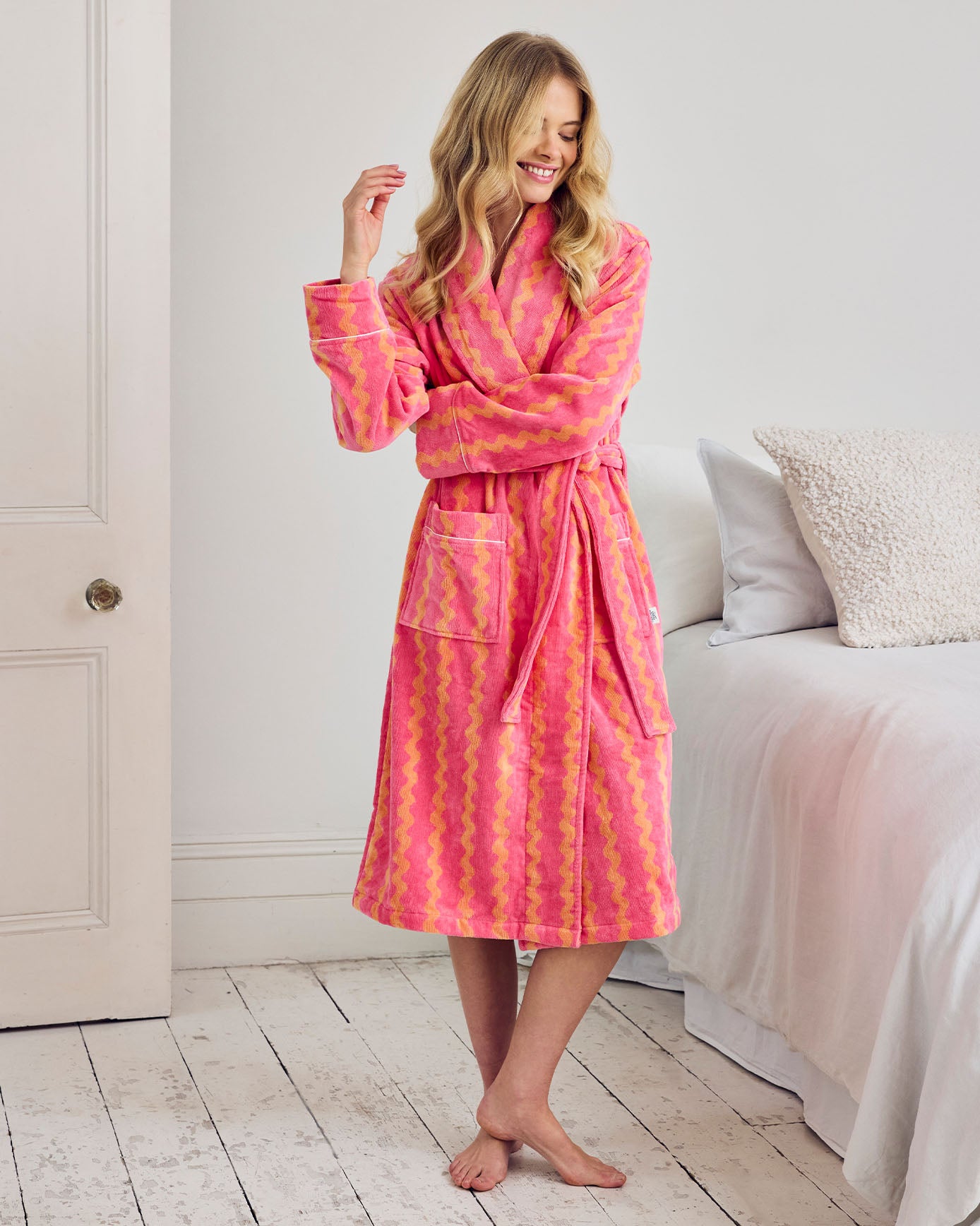 Cotton Towelling Sunset Wavy Stripe Dressing Gown Chelsea Peers Cotton Towelling Sunset Wavy Stripe Dressing Gown Chelsea Peers