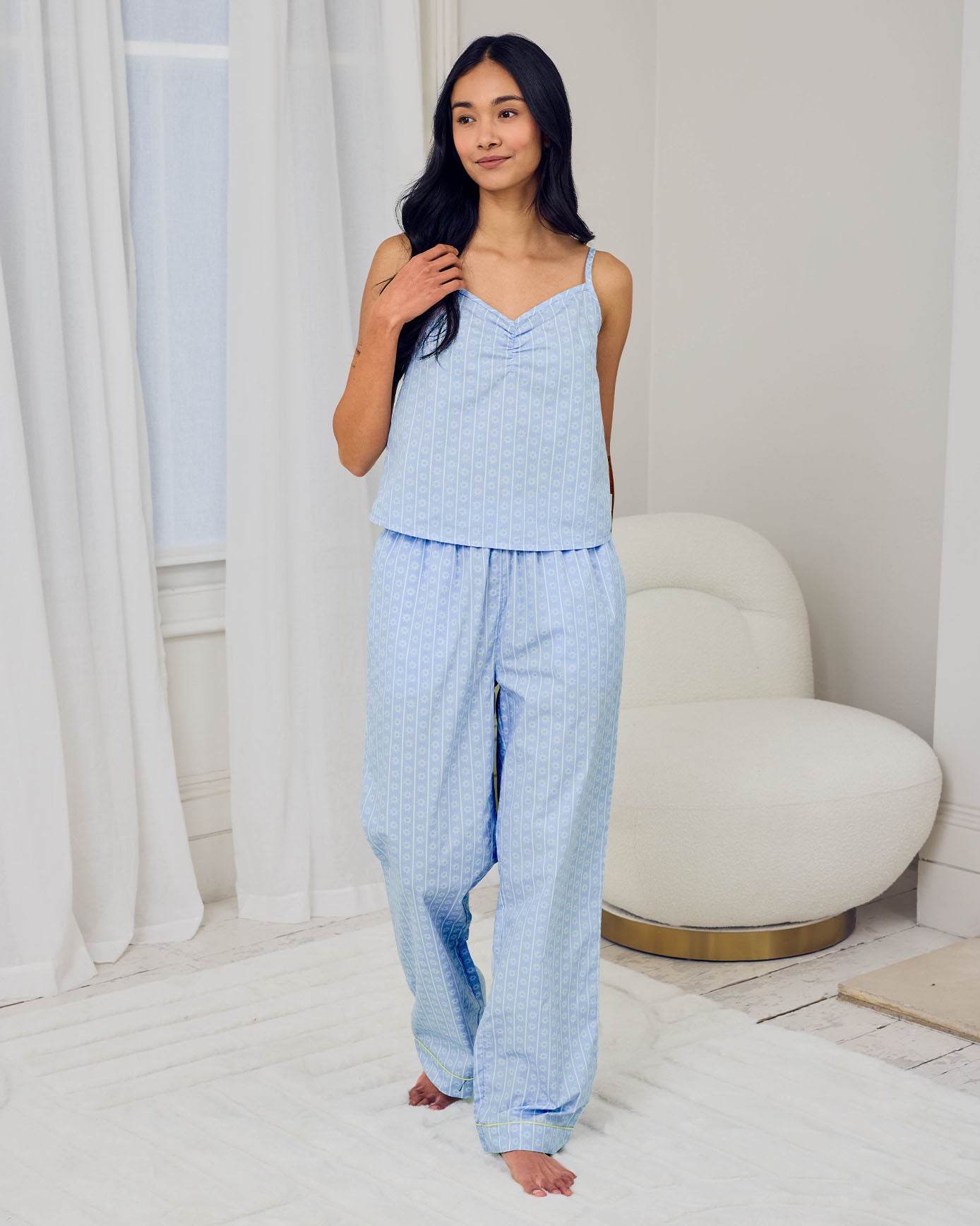 Organic Cotton Soleil Stripe Print Cami Long Pyjama Set