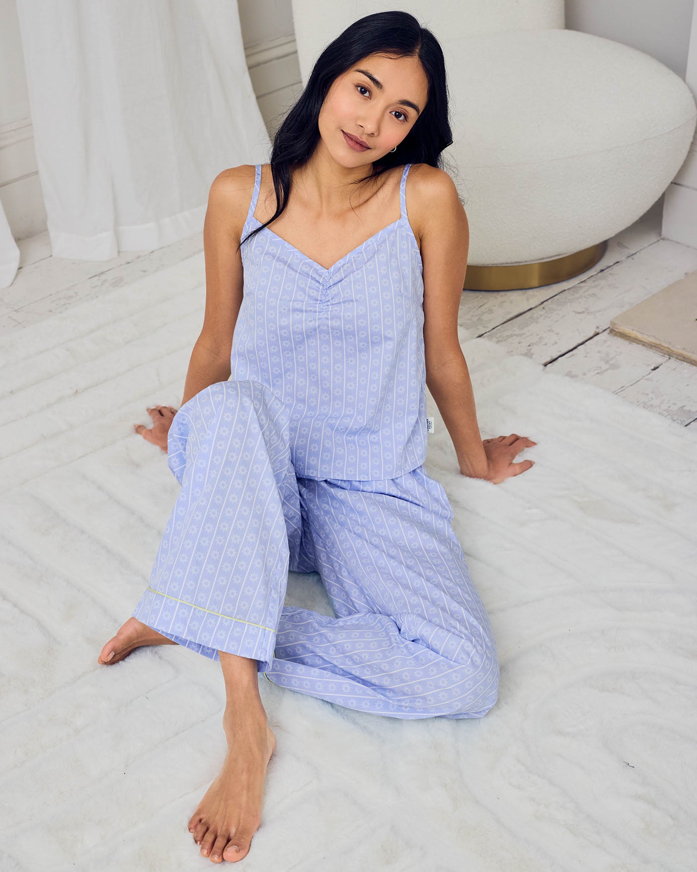 Organic Cotton Soleil Stripe Print Cami Long Pyjama Set