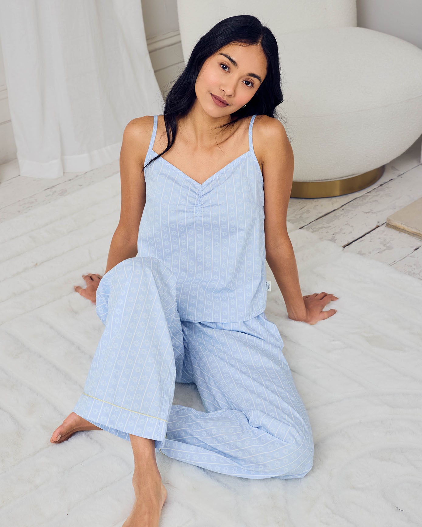 Organic Cotton Soleil Stripe Print Cami Long Pyjama Set
