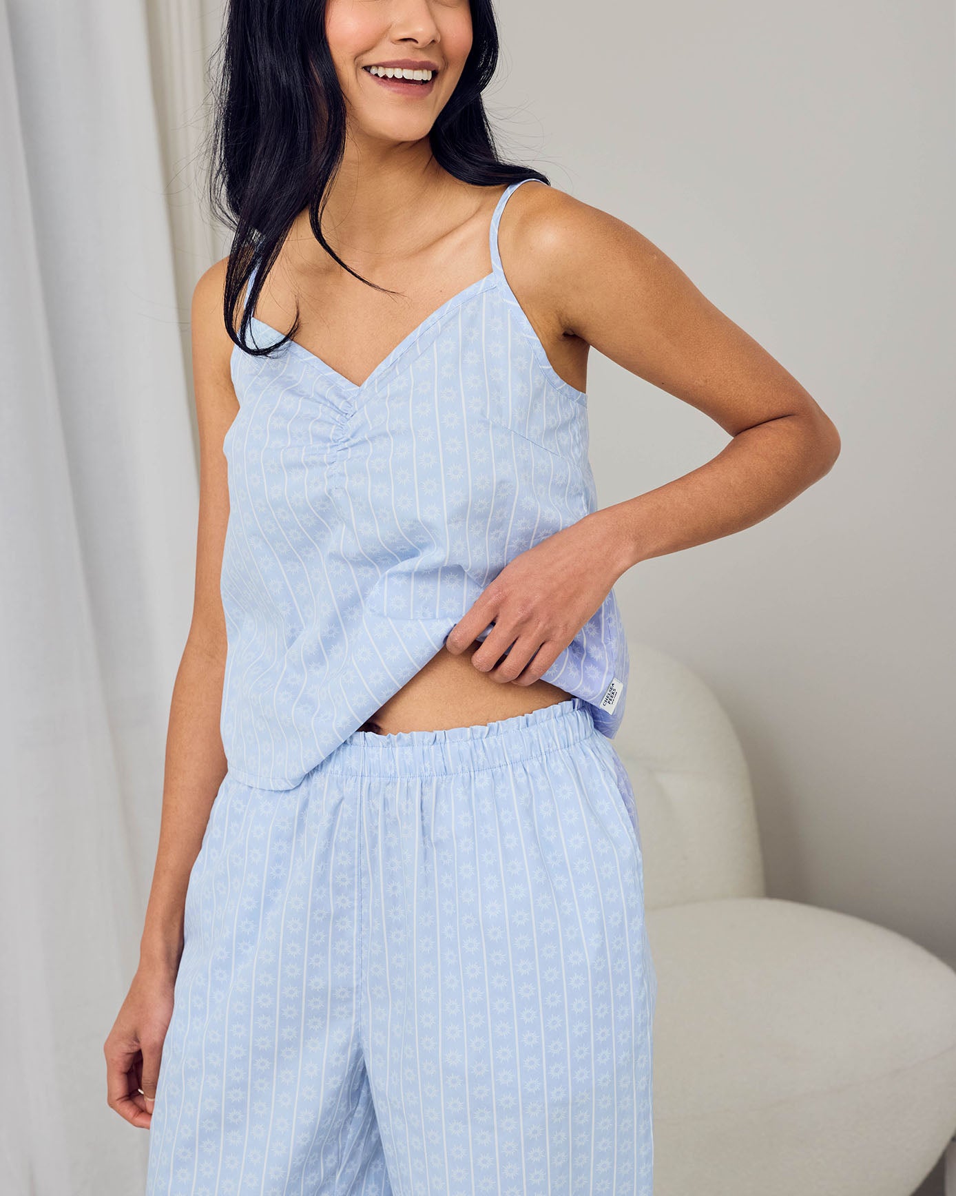 Organic Cotton Soleil Stripe Print Cami Long Pyjama Set