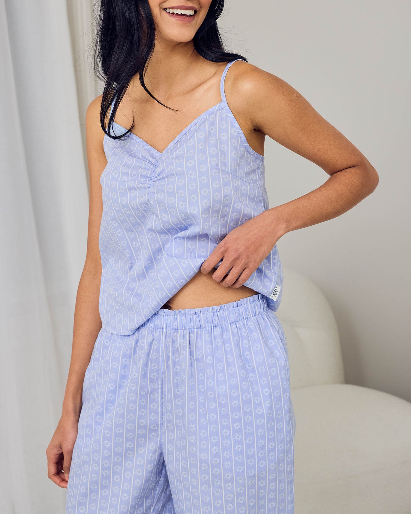 Organic Cotton Soleil Stripe Print Cami Long Pyjama Set