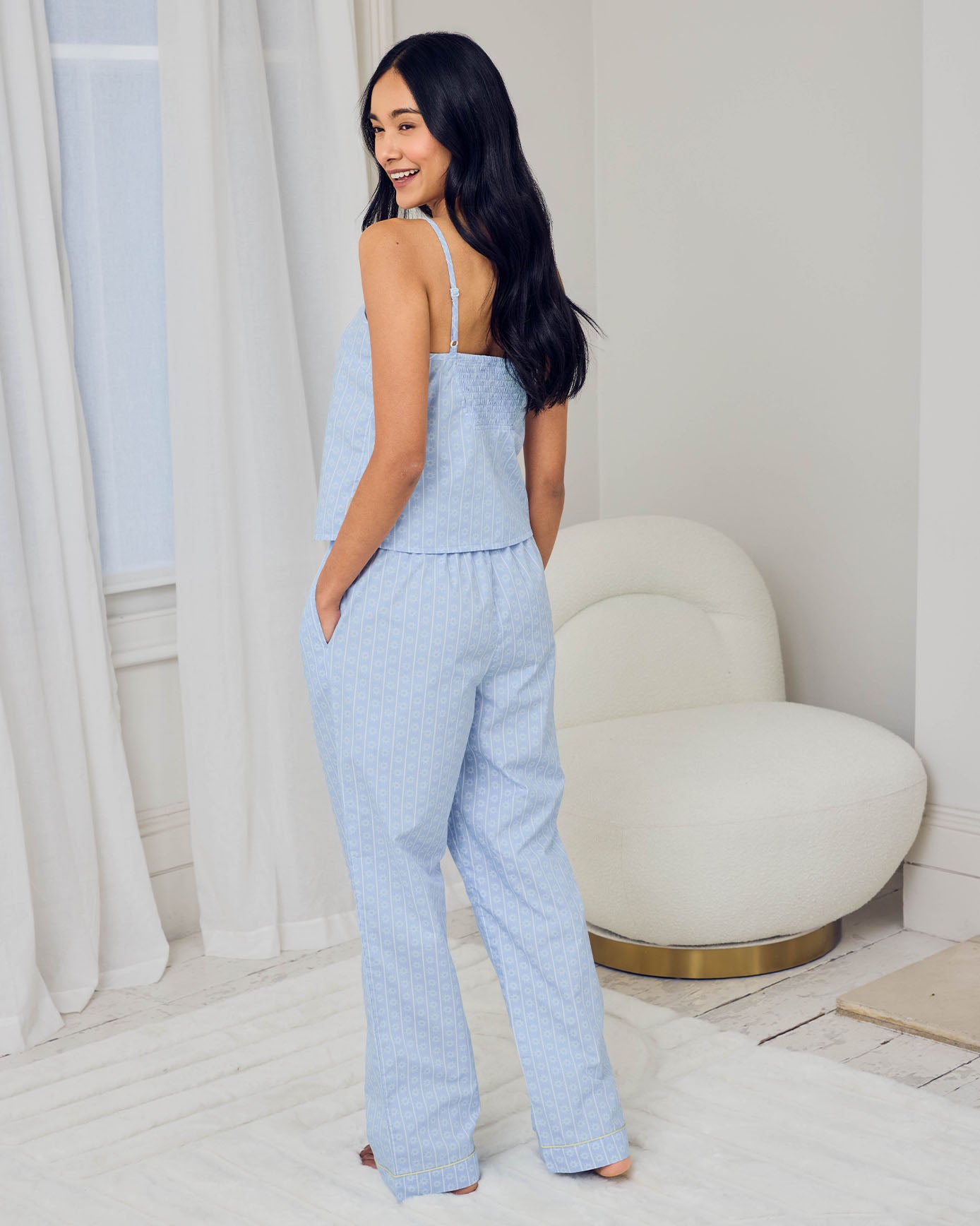 Organic Cotton Soleil Stripe Print Cami Long Pyjama Set