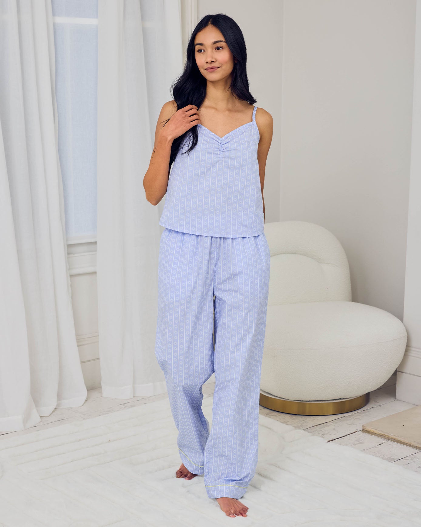 Organic Cotton Soleil Stripe Print Cami Long Pyjama Set