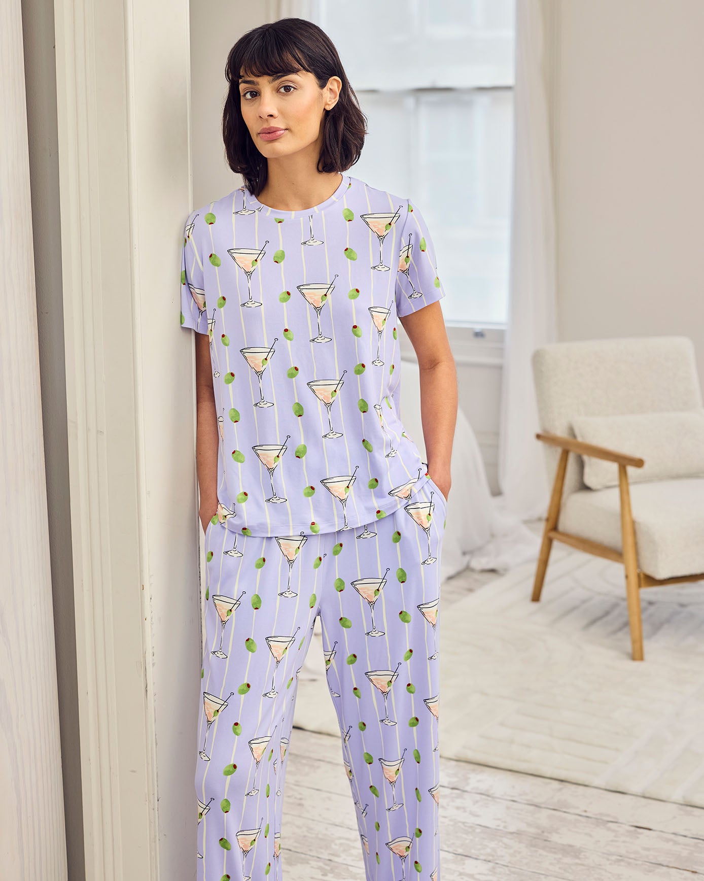 Martini & Olive Print Long Pyjama Set