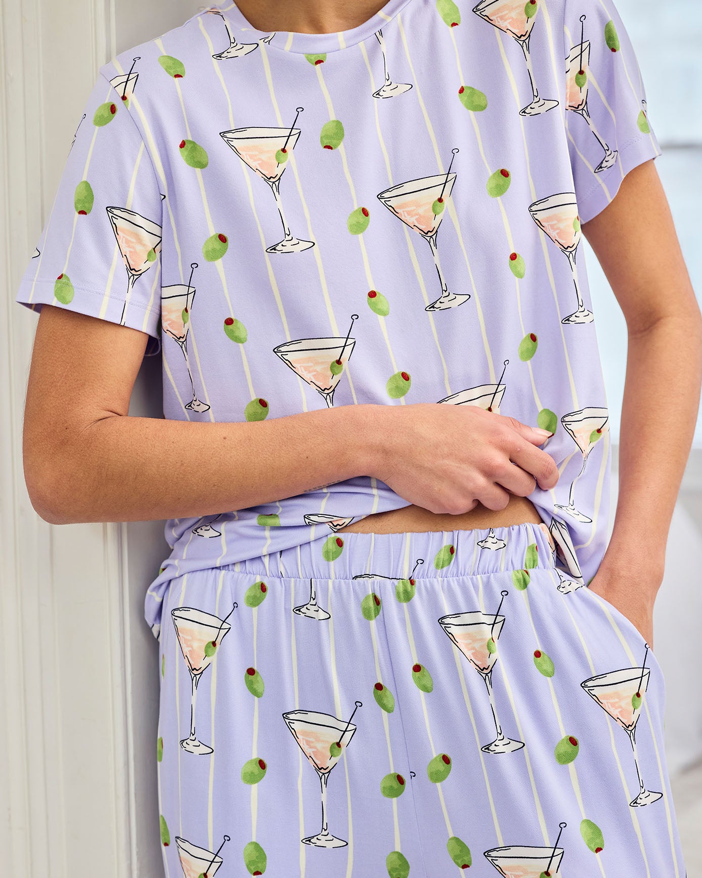 Martini & Olive Print Long Pyjama Set