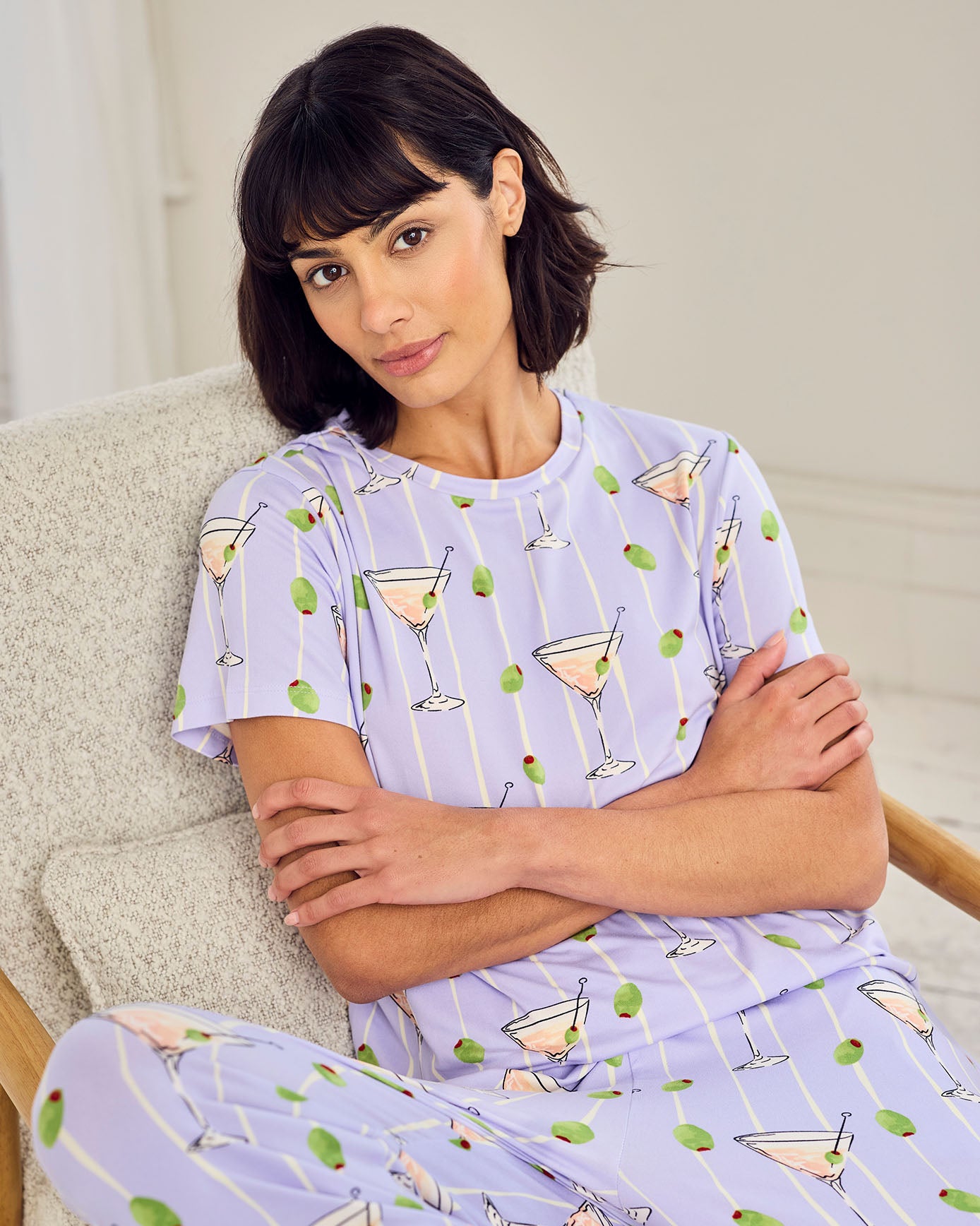 Martini & Olive Print Long Pyjama Set