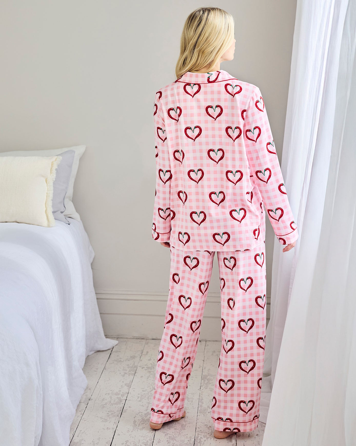 Maternity Chilli Heart Print Long Pyjama Set