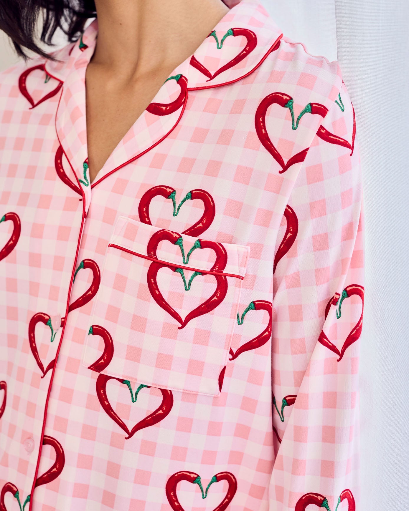 Tall Chilli Heart Print Long Pyjama Set