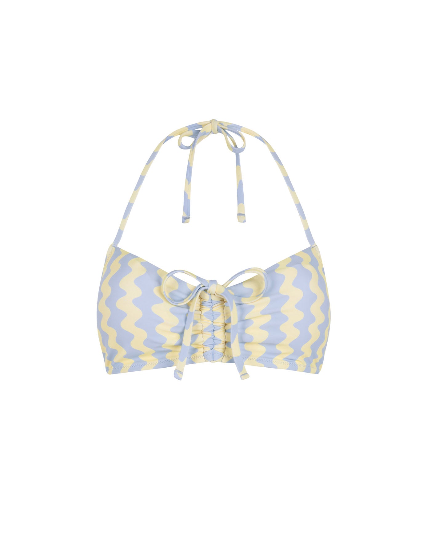 Wavy Stripe Bikini Top - Blue & Yellow
