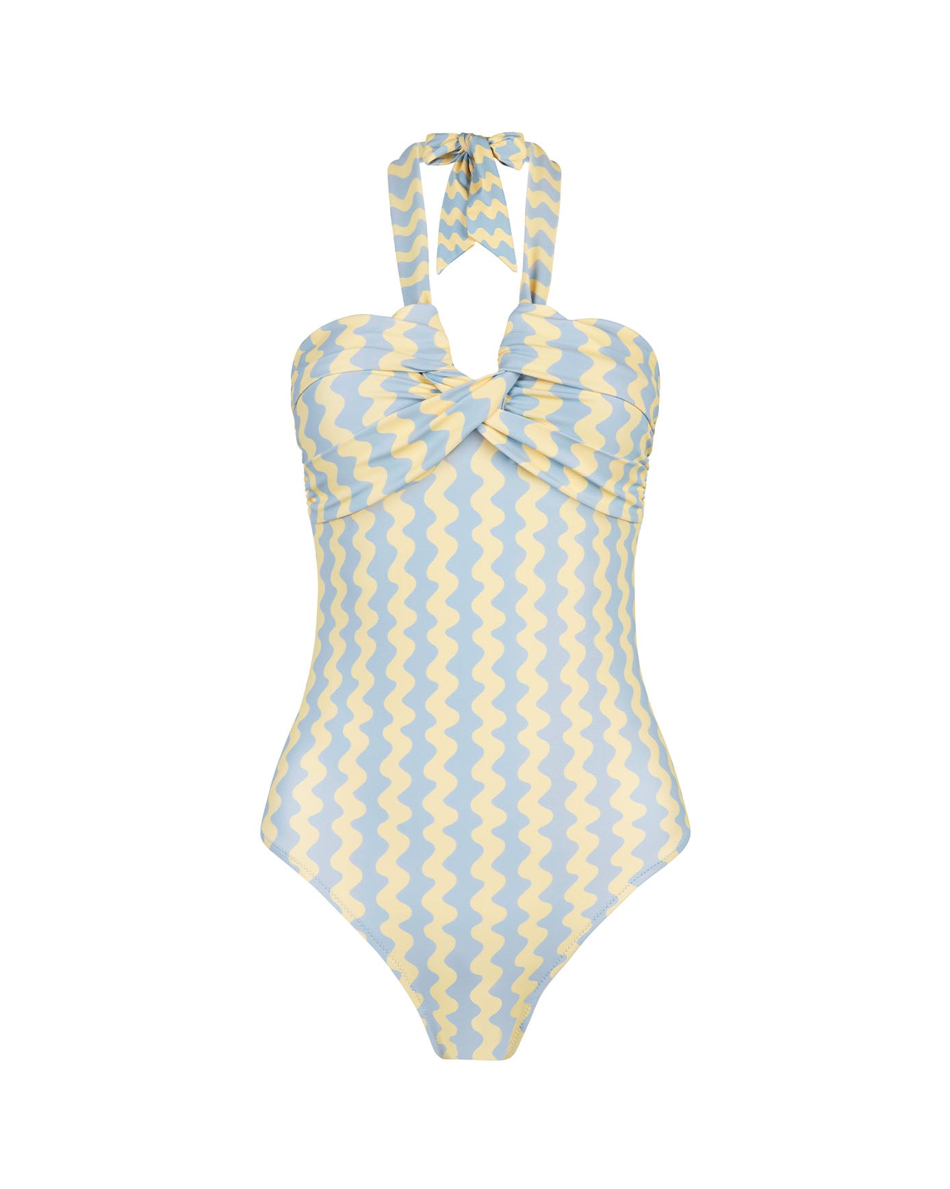 Wavy Stripe Swimsuit - Blue & Yellow