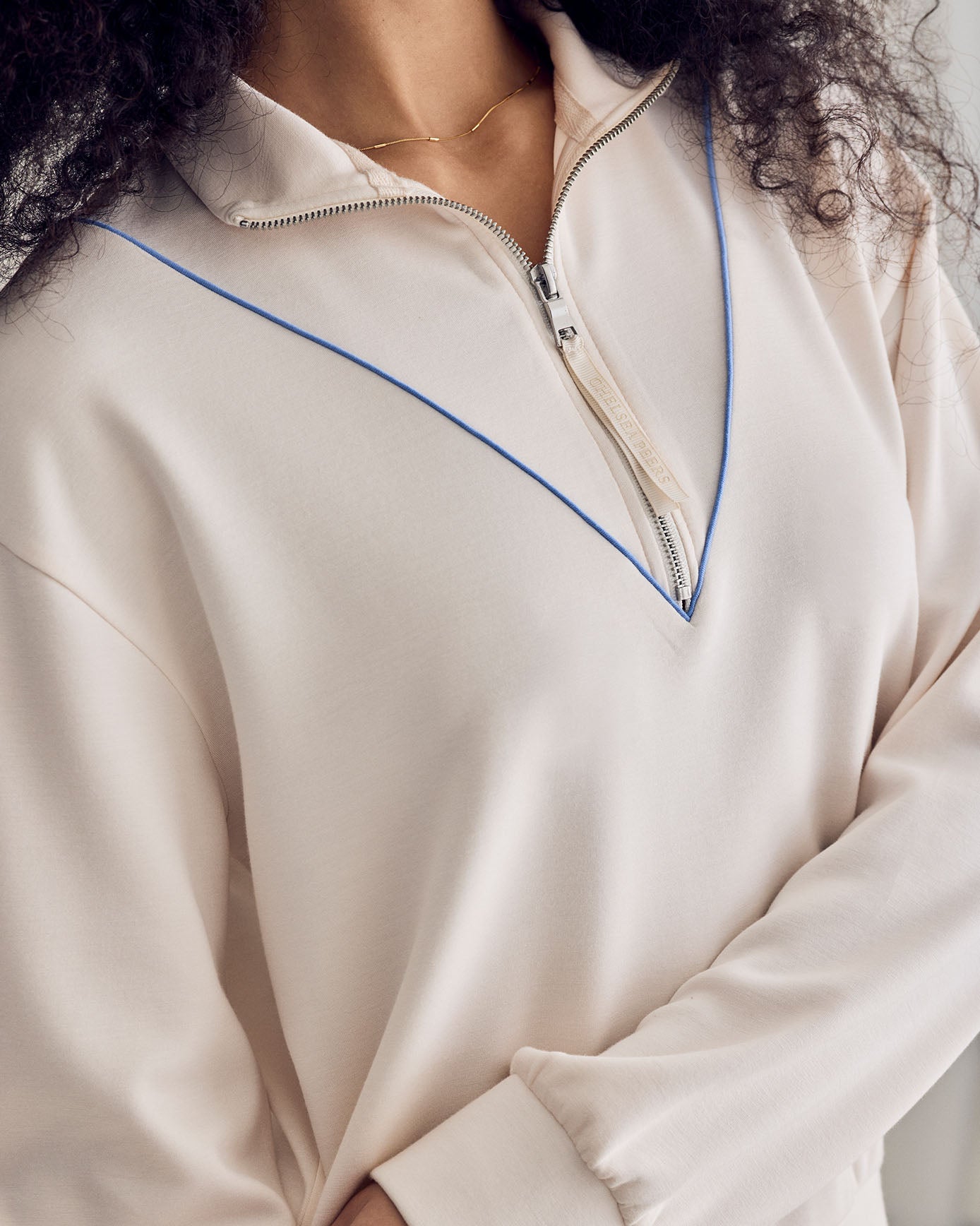 LuxeComfort Scuba Half-Zip Long Sleeve Sweatshirt - Cream