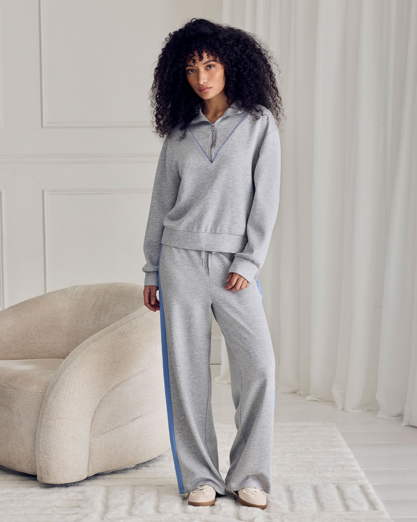 LuxeComfort Scuba Half-Zip Long Sleeve Sweatshirt - Grey