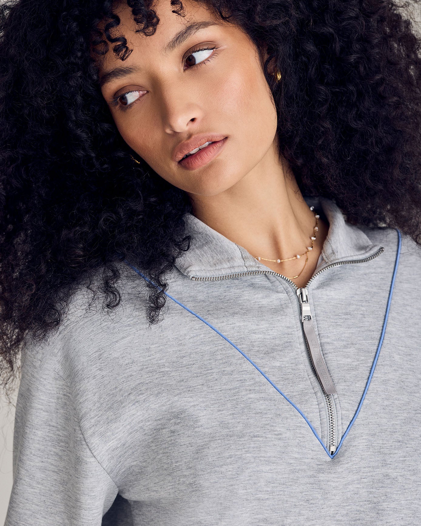 LuxeComfort Scuba Half-Zip Long Sleeve Sweatshirt - Grey