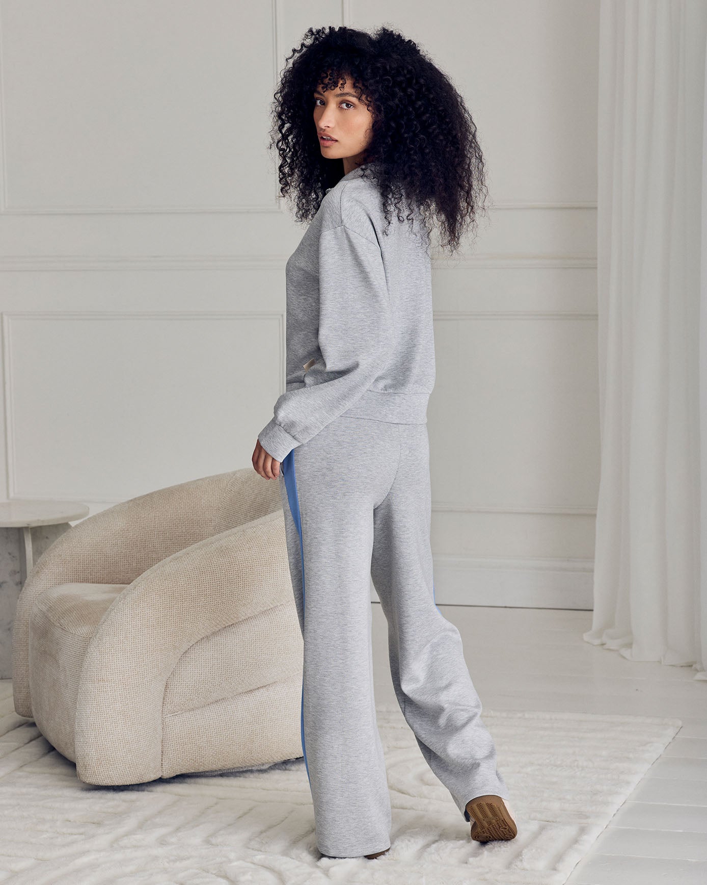 LuxeComfort Scuba Half-Zip Long Sleeve Sweatshirt - Grey