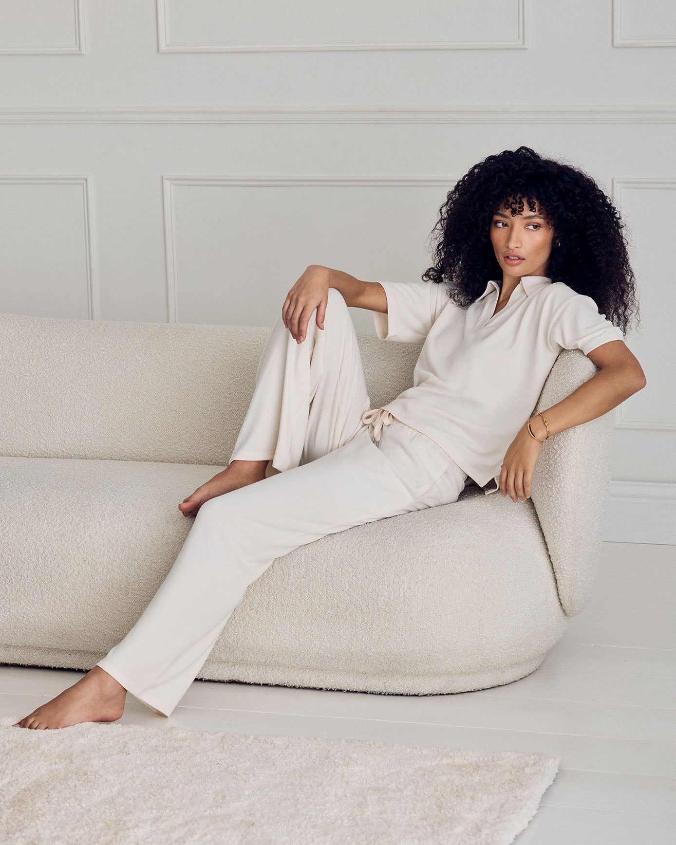 Slub-Knit Joggers - Cream