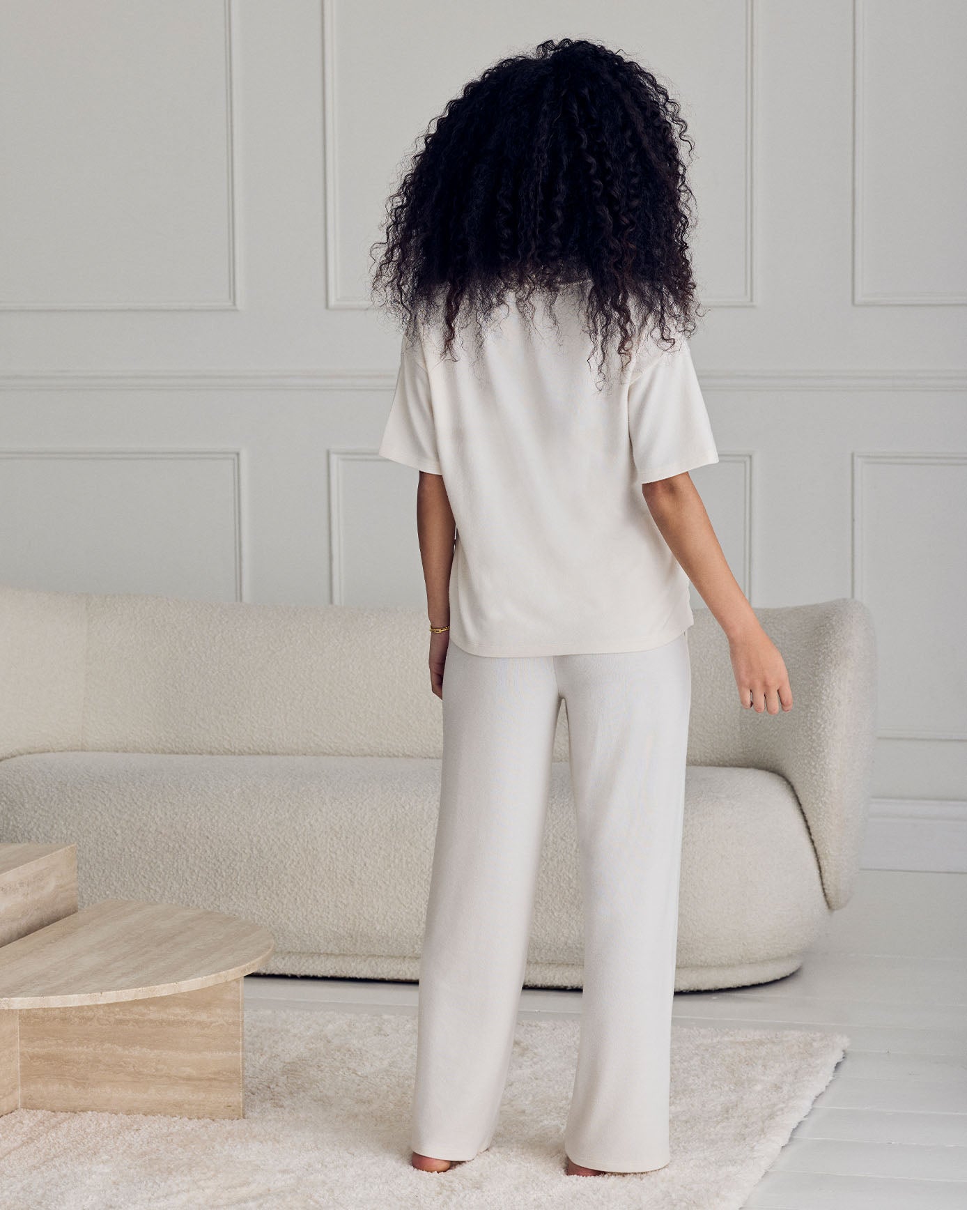 Slub-Knit Joggers - Cream