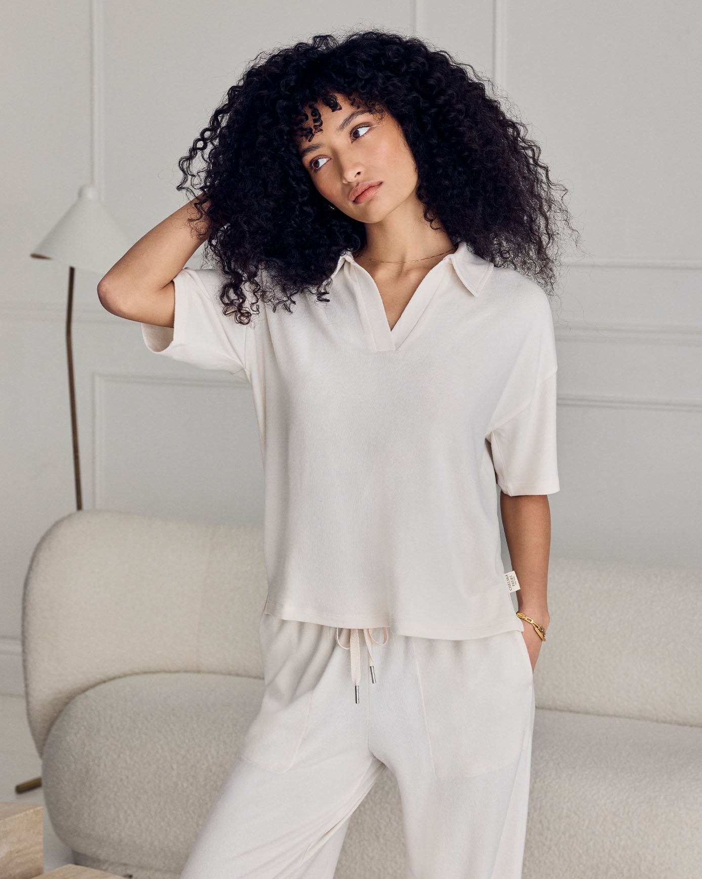 Slub-Knit Joggers - Cream