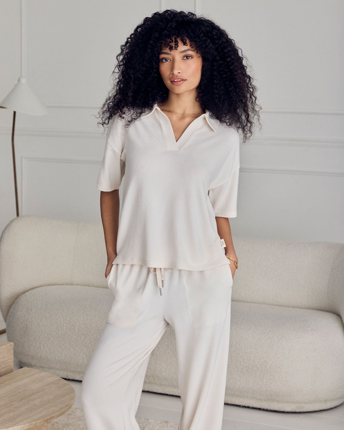 Slub-Knit Joggers - Cream