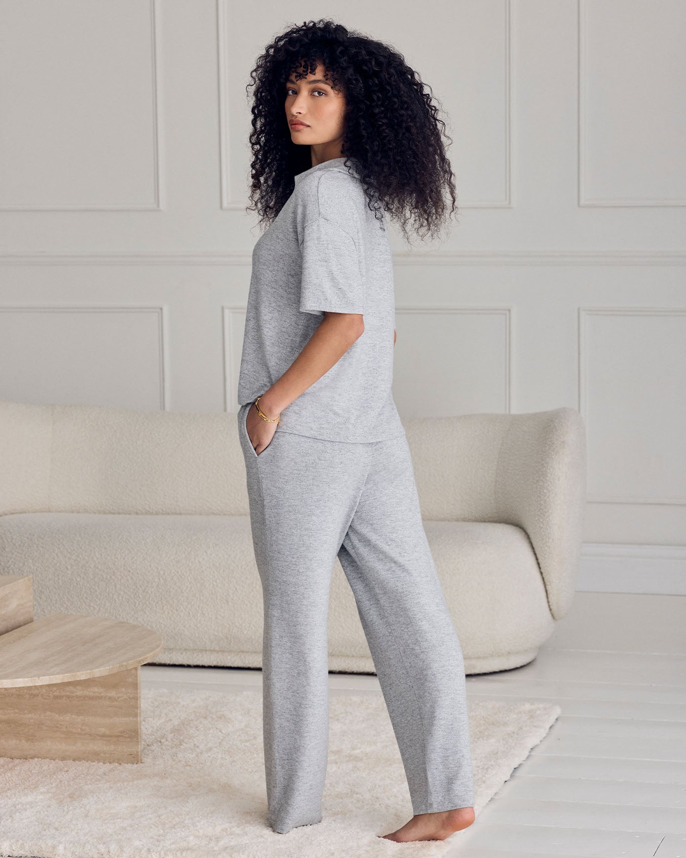 Slub-Knit Joggers - Grey