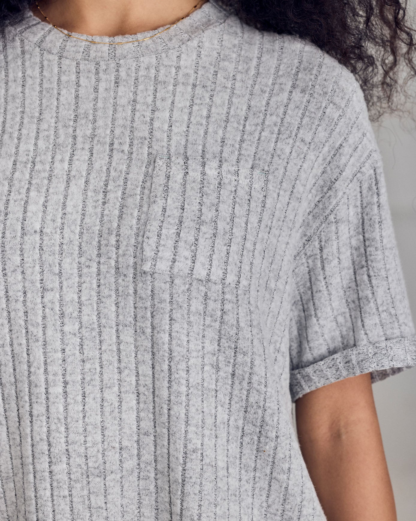 Ribbed Knit Sweatshirt - Grey