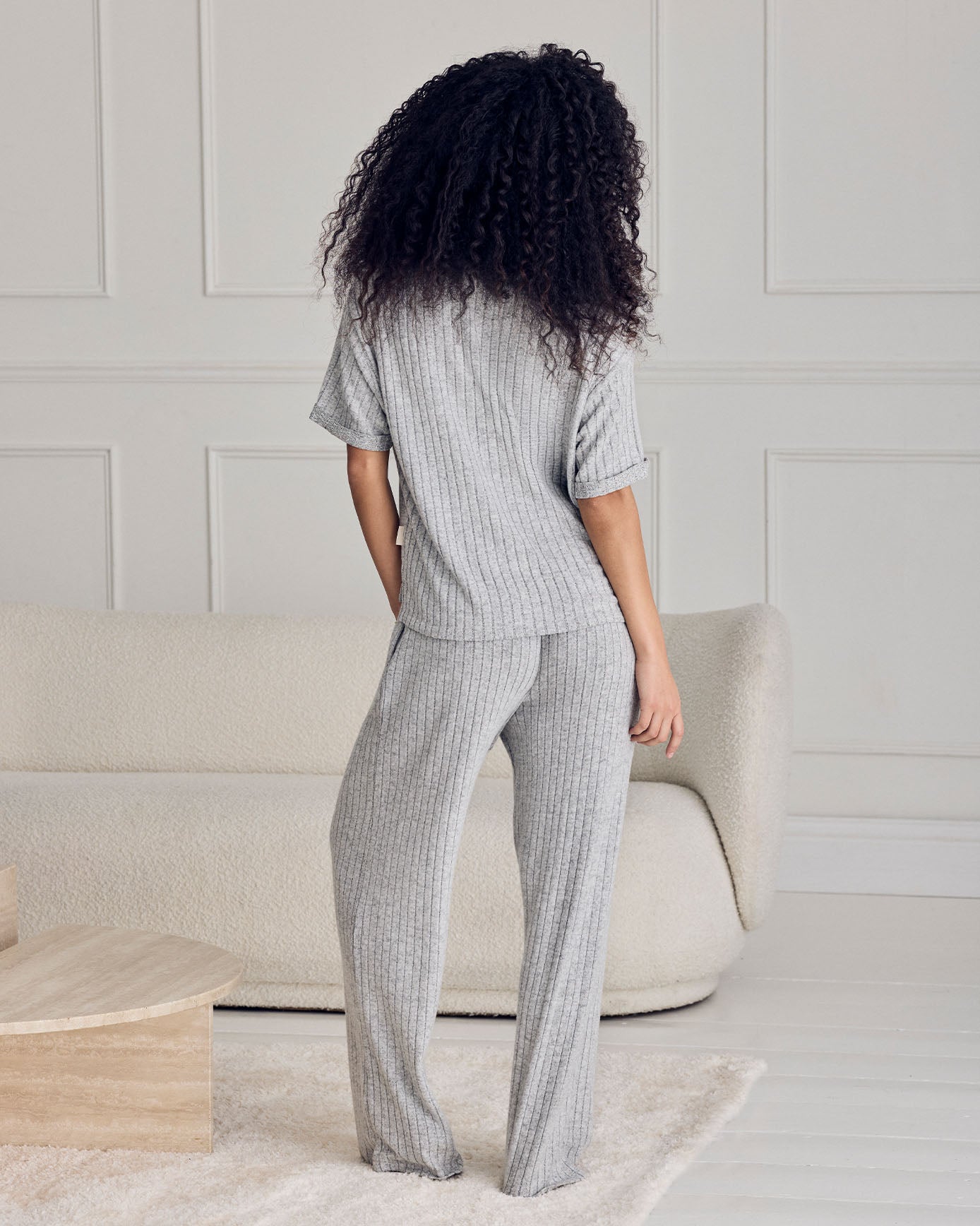 Ribbed Knit Sweatshirt - Grey