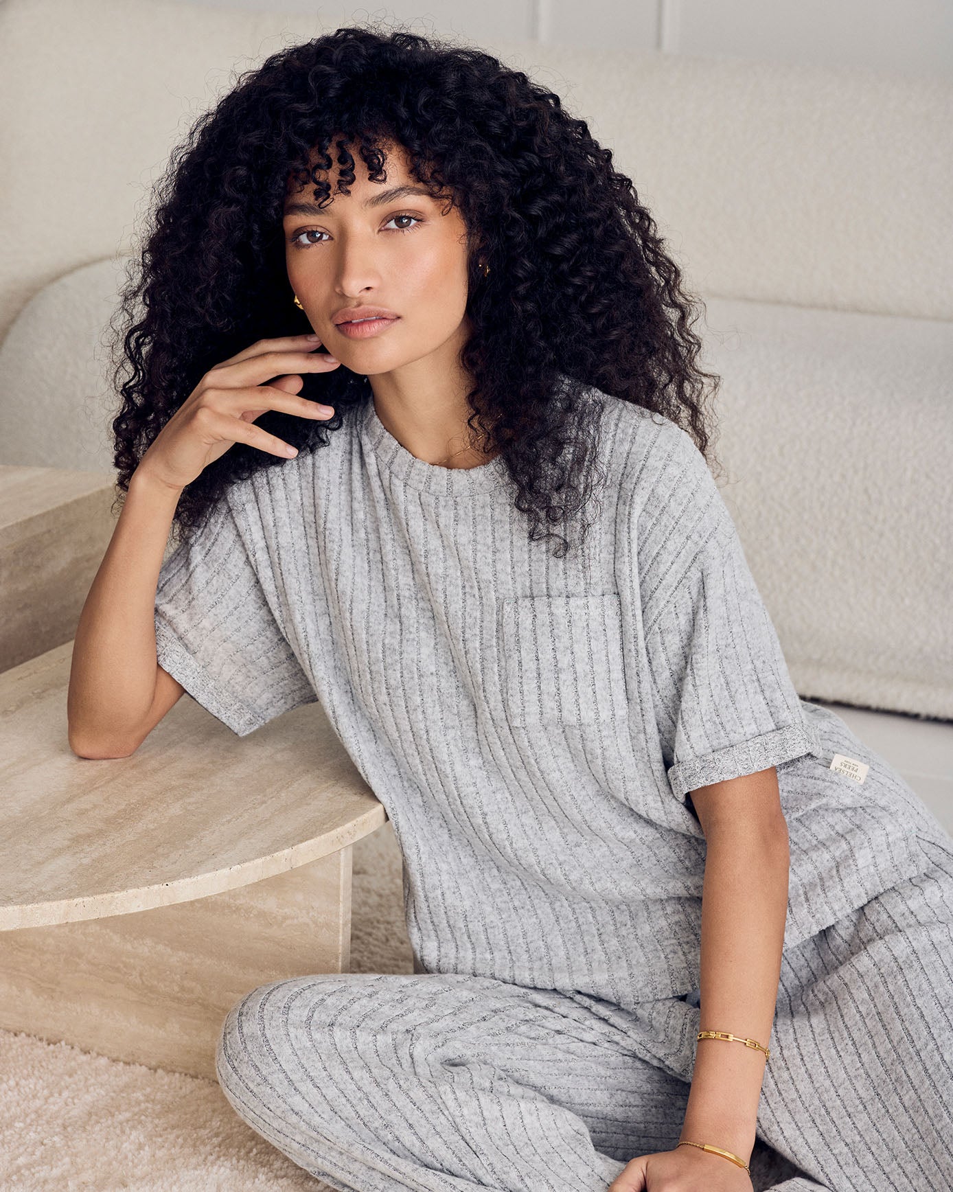 Ribbed Knit Joggers - Grey