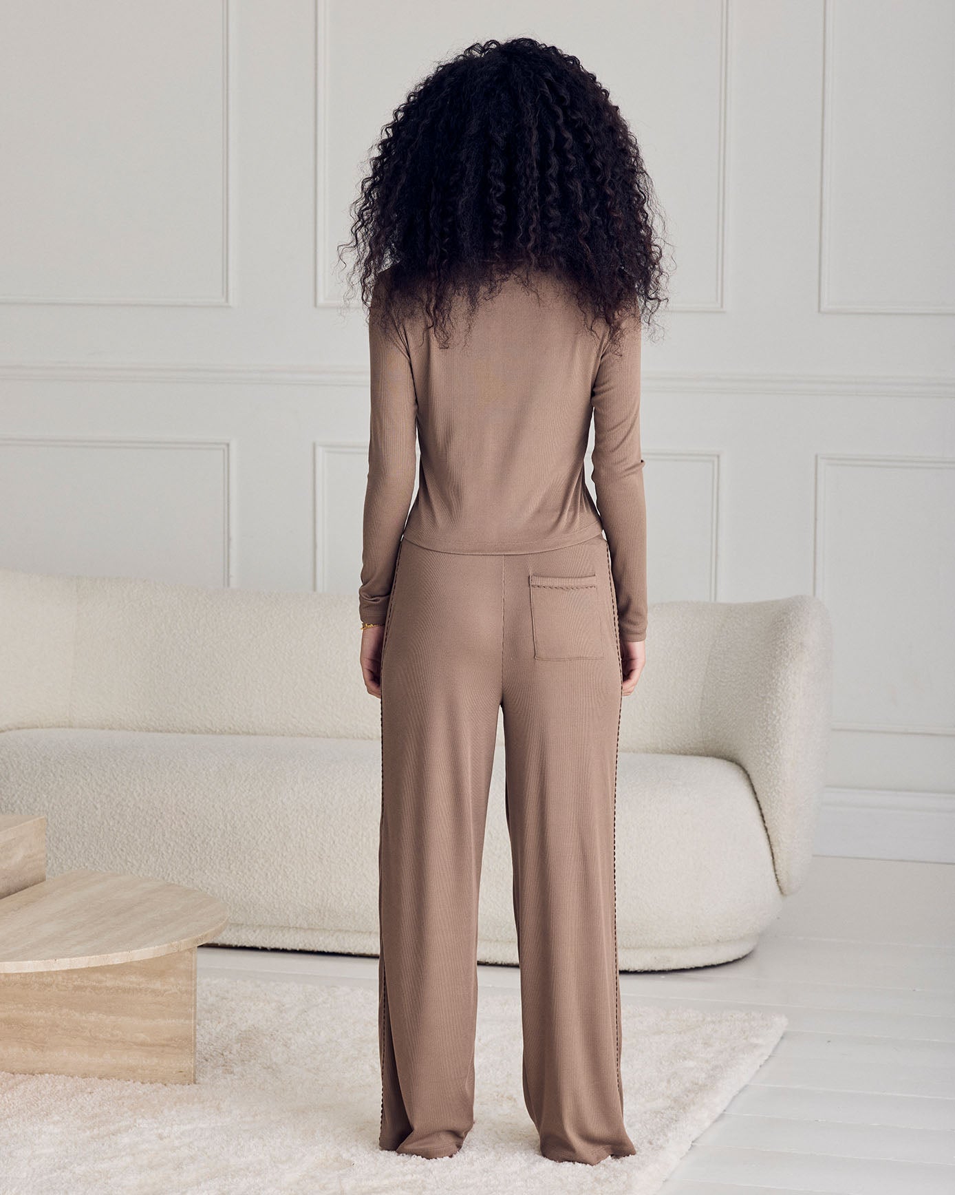 Side Trim Rib Joggers - Taupe