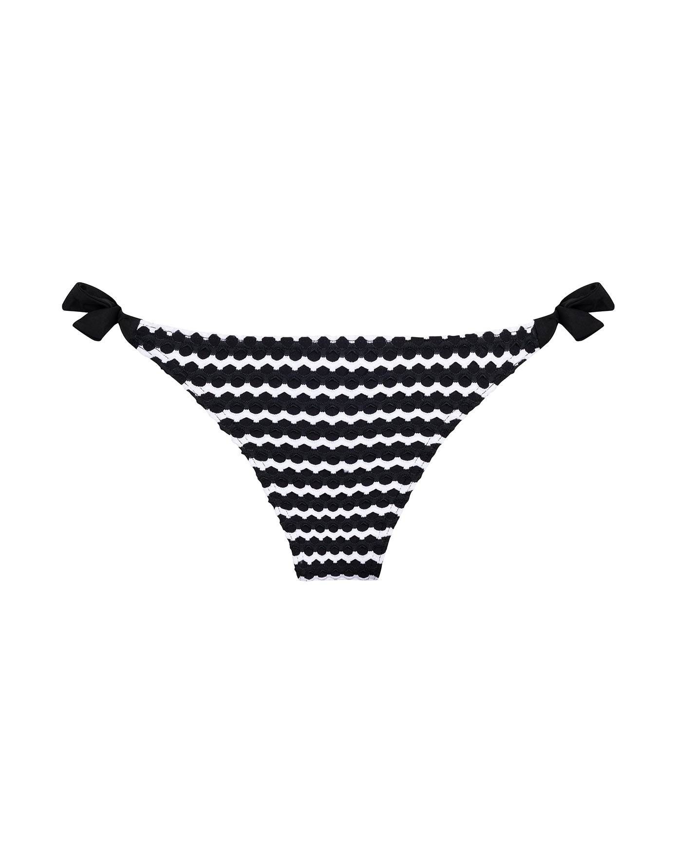 Crochet Tie Side Bikini Bottoms - Black & White
