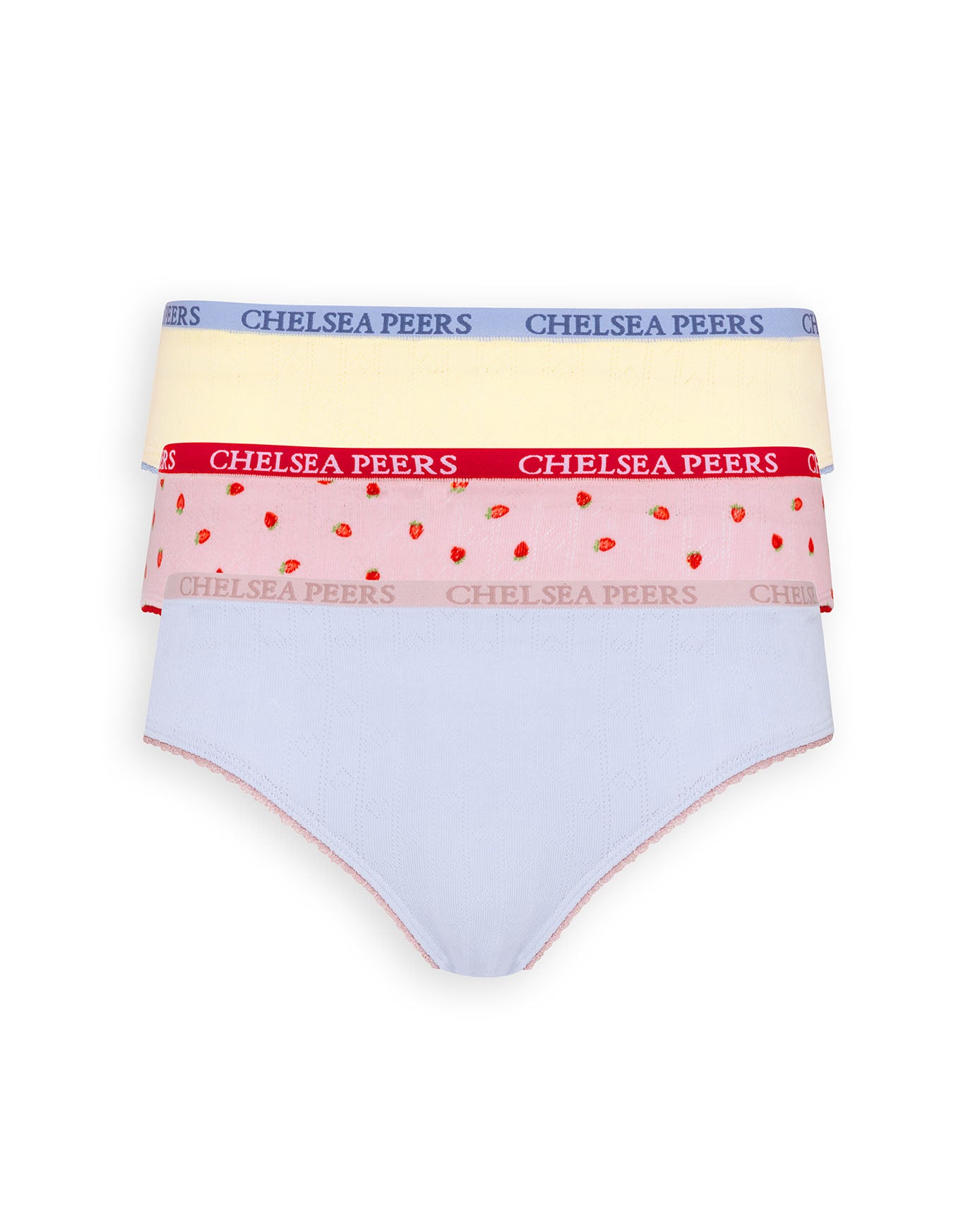 Organic Cotton Three Pack Pointelle Full Briefs - Pastel Mix