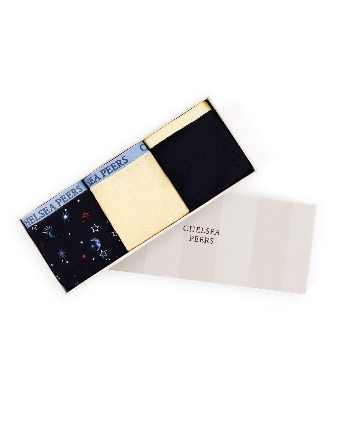Organic Cotton Three Pack Pointelle Full Briefs - Mystic Moon, Navy & Yellow