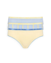 Organic Cotton Three Pack Pointelle Full Briefs - Yellow & Blue