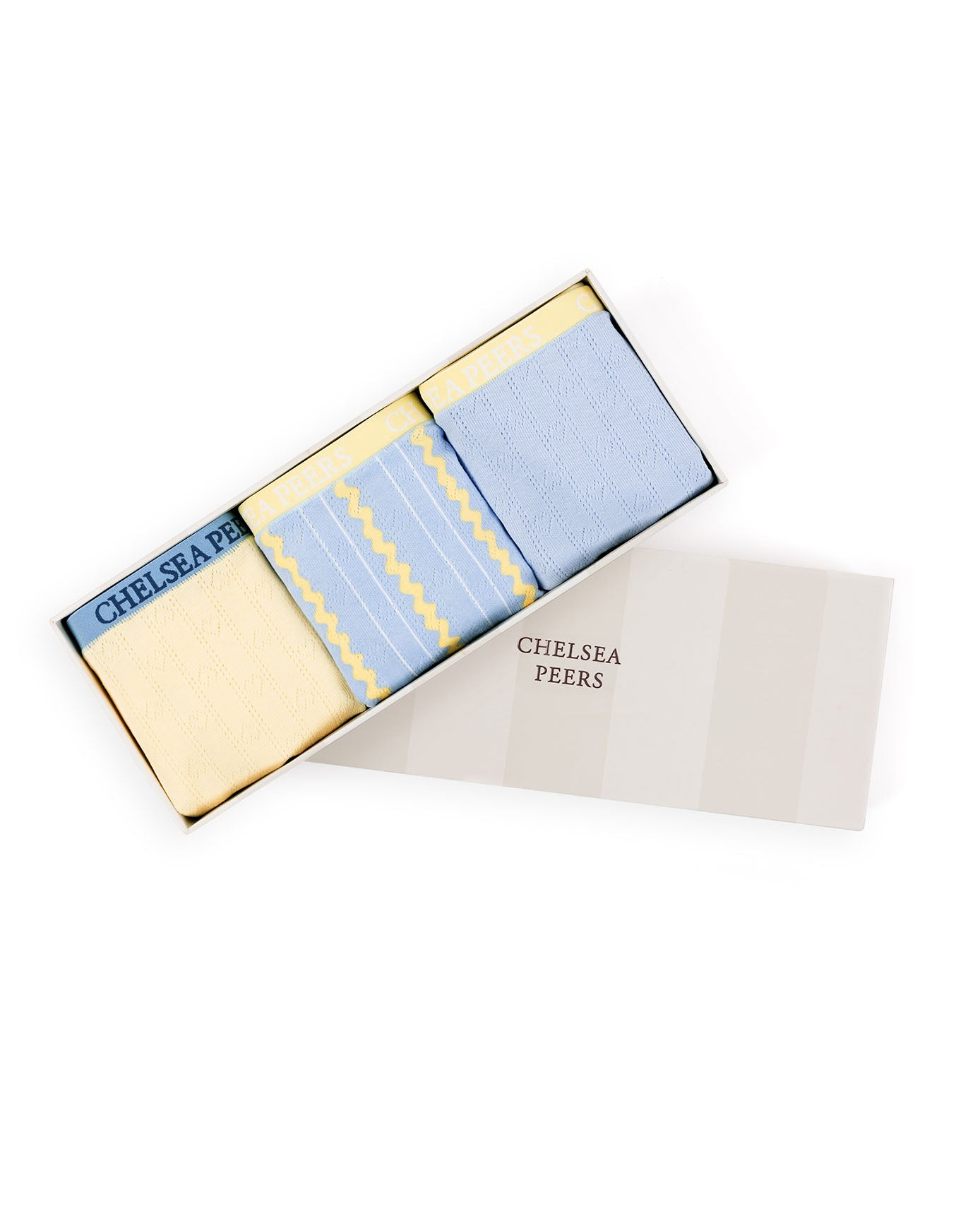 Organic Cotton Three Pack Pointelle Full Briefs - Yellow & Blue