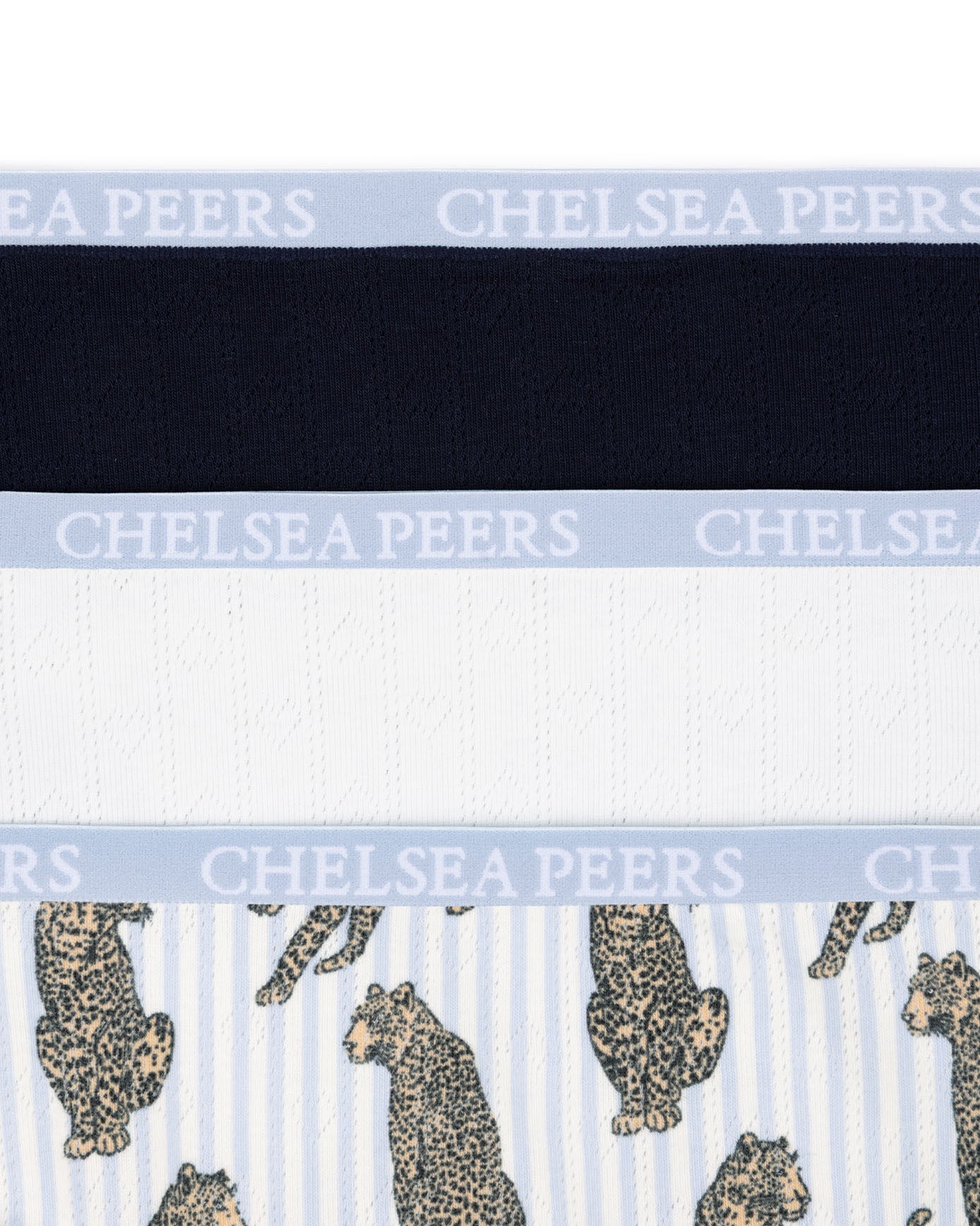Organic Cotton Three Pack Pointelle Full Briefs - Blue Leopard Mix
