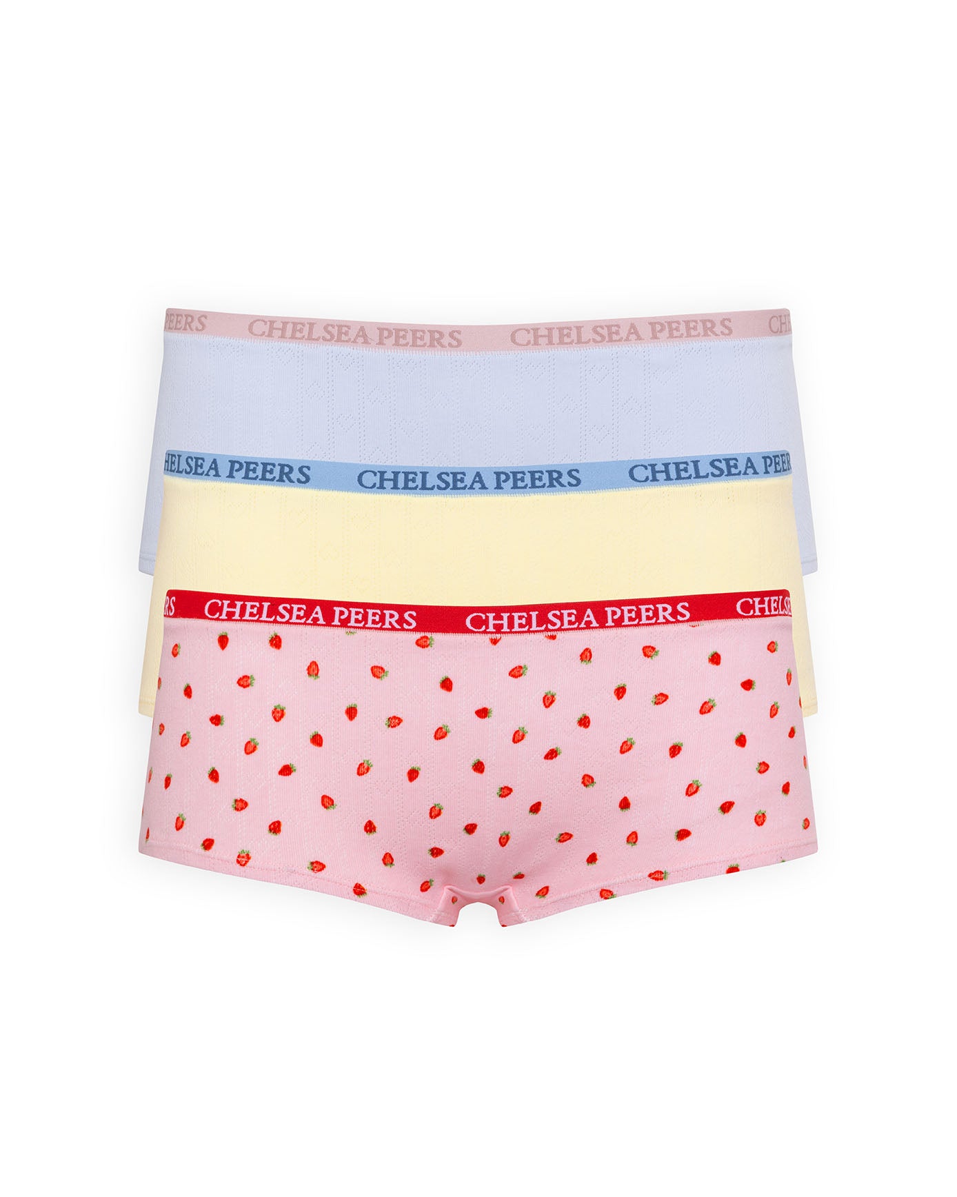 Organic Cotton Three Pack Pointelle Knicker Shorts - Pastel Mix