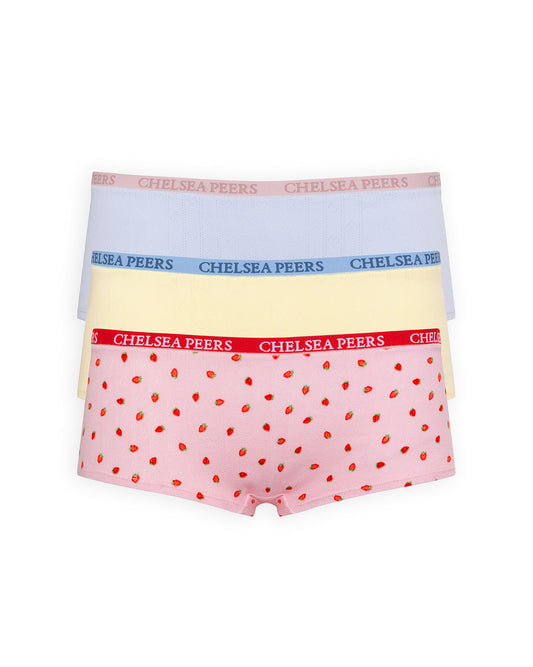 Organic Cotton Three Pack Pointelle Knicker Shorts - Pastel Mix