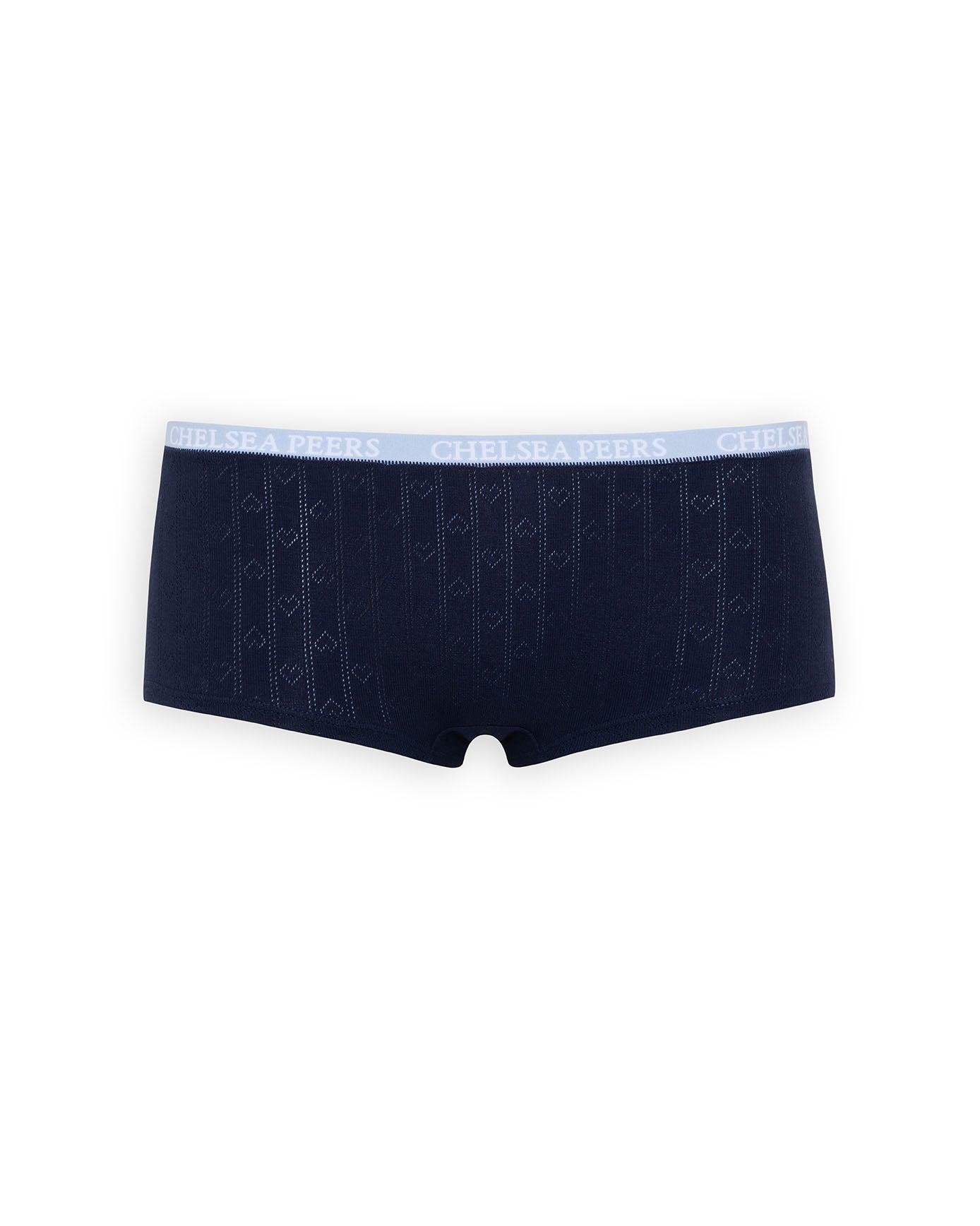 Organic Cotton Three Pack Pointelle Knicker Shorts - Blue Leopard Mix
