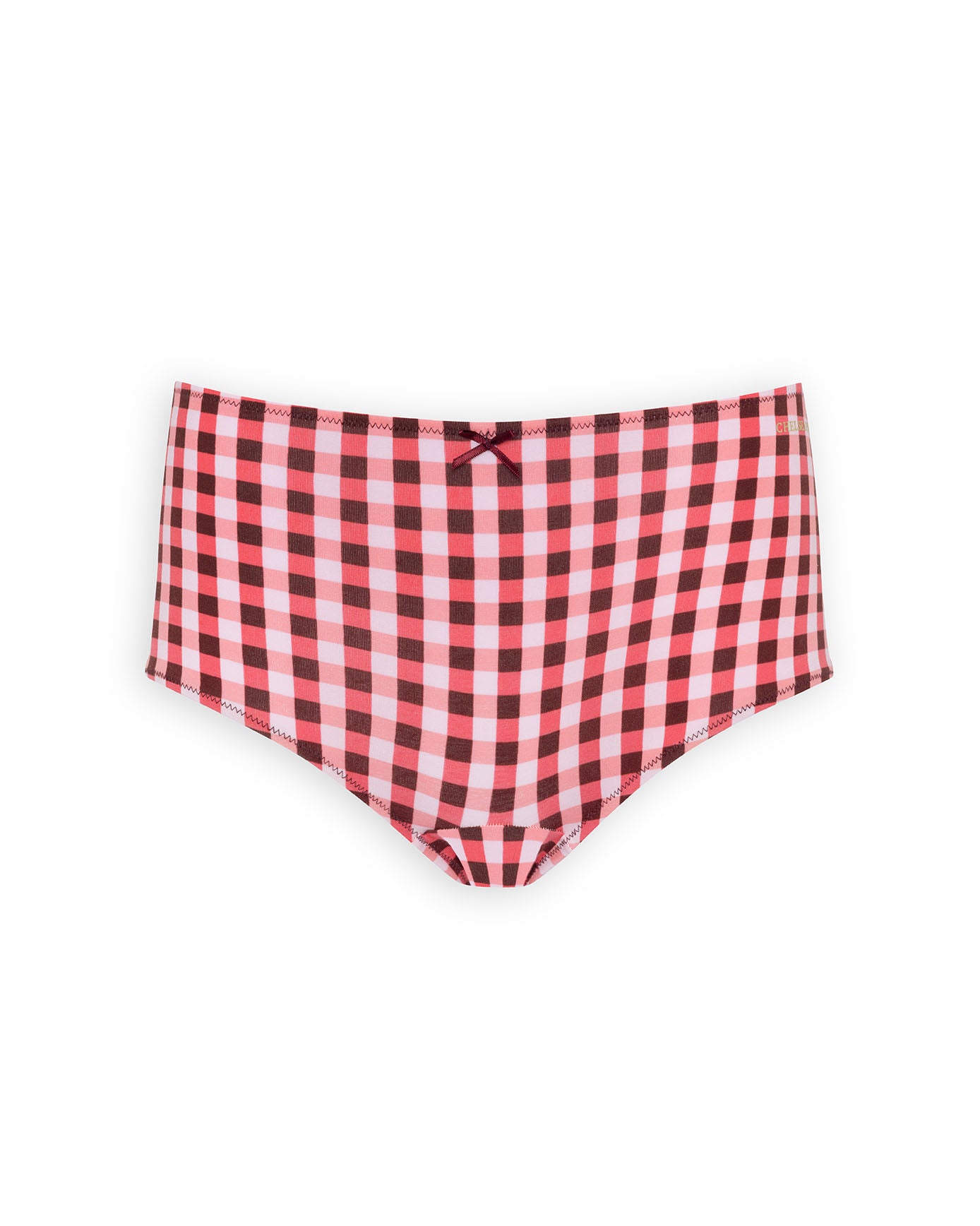 Organic Cotton Three Pack Bow Trim Knicker Shorts - Pink Gingham, Maroon Good Night Print & Pink