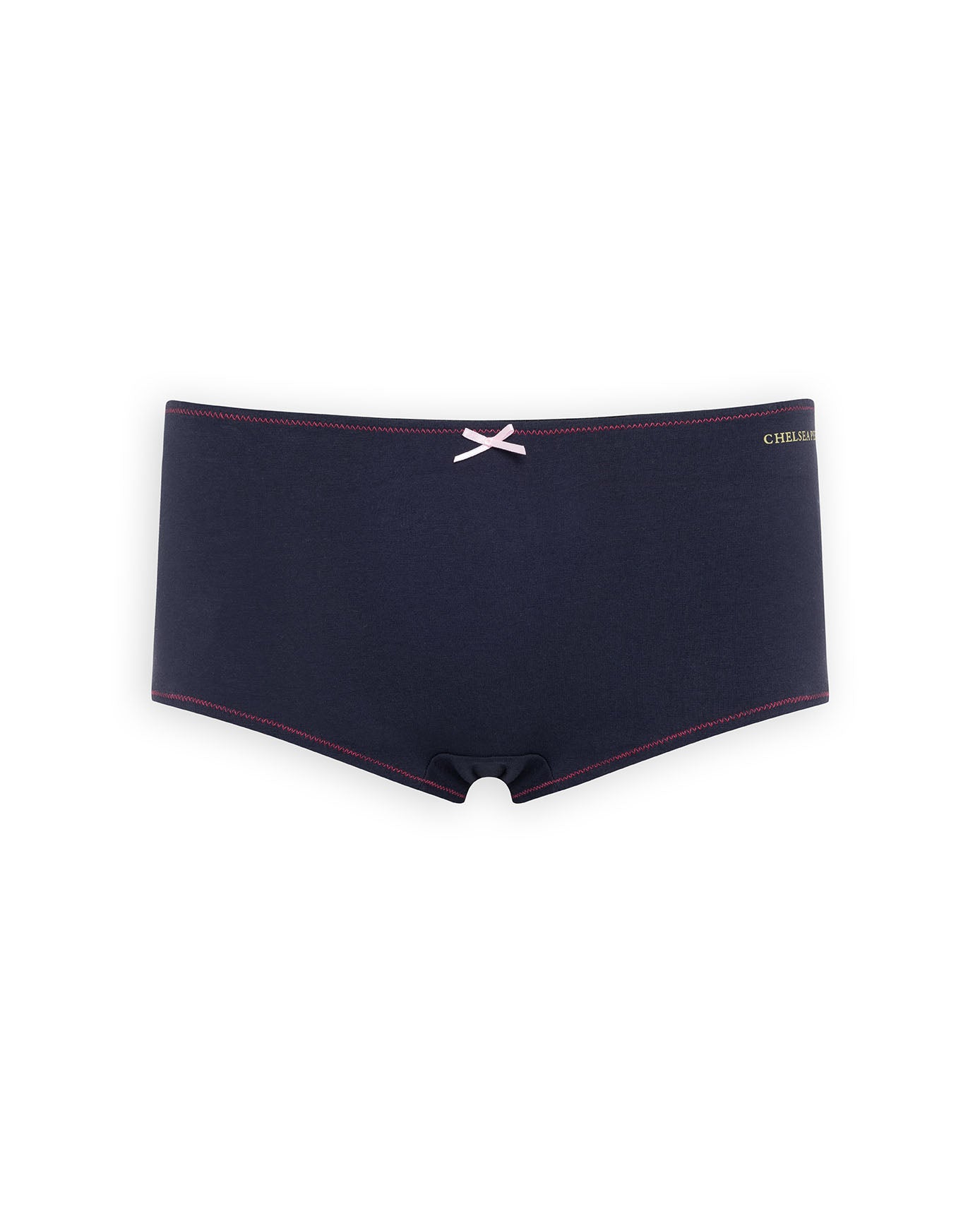 Organic Cotton Three Pack Bow Trim Knicker Shorts - Gingham, Pink & Navy 