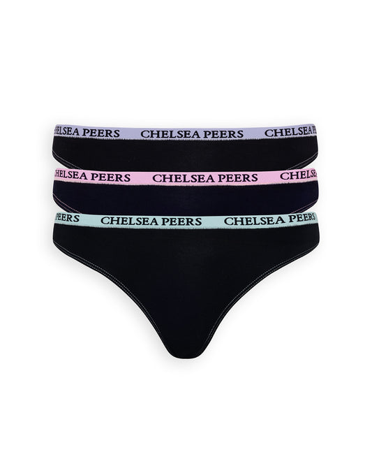 TENCEL™ Modal Three Pack Thong - Black