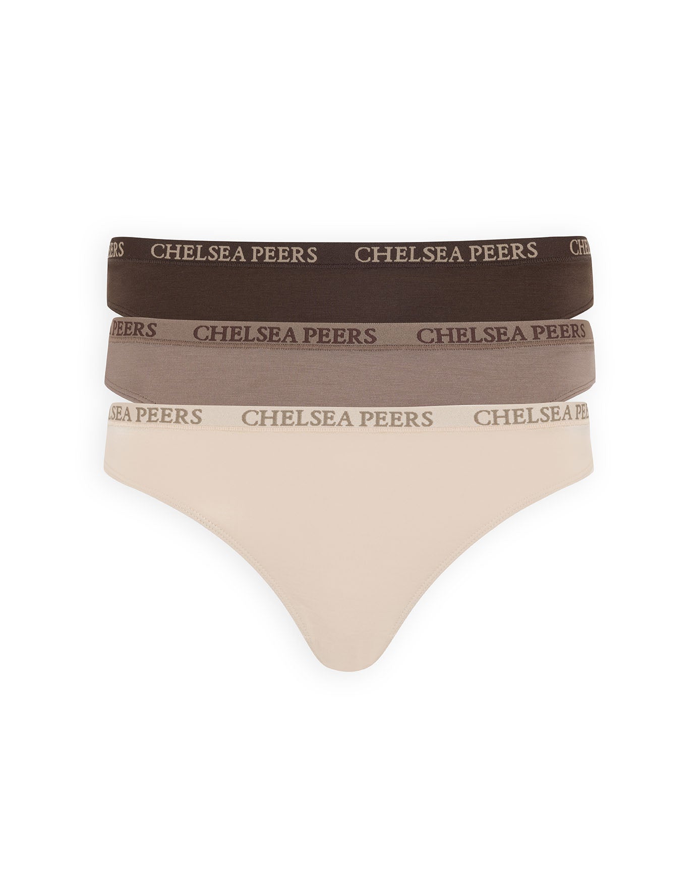 TENCEL™ Modal Three Pack Thong - Beige Mix