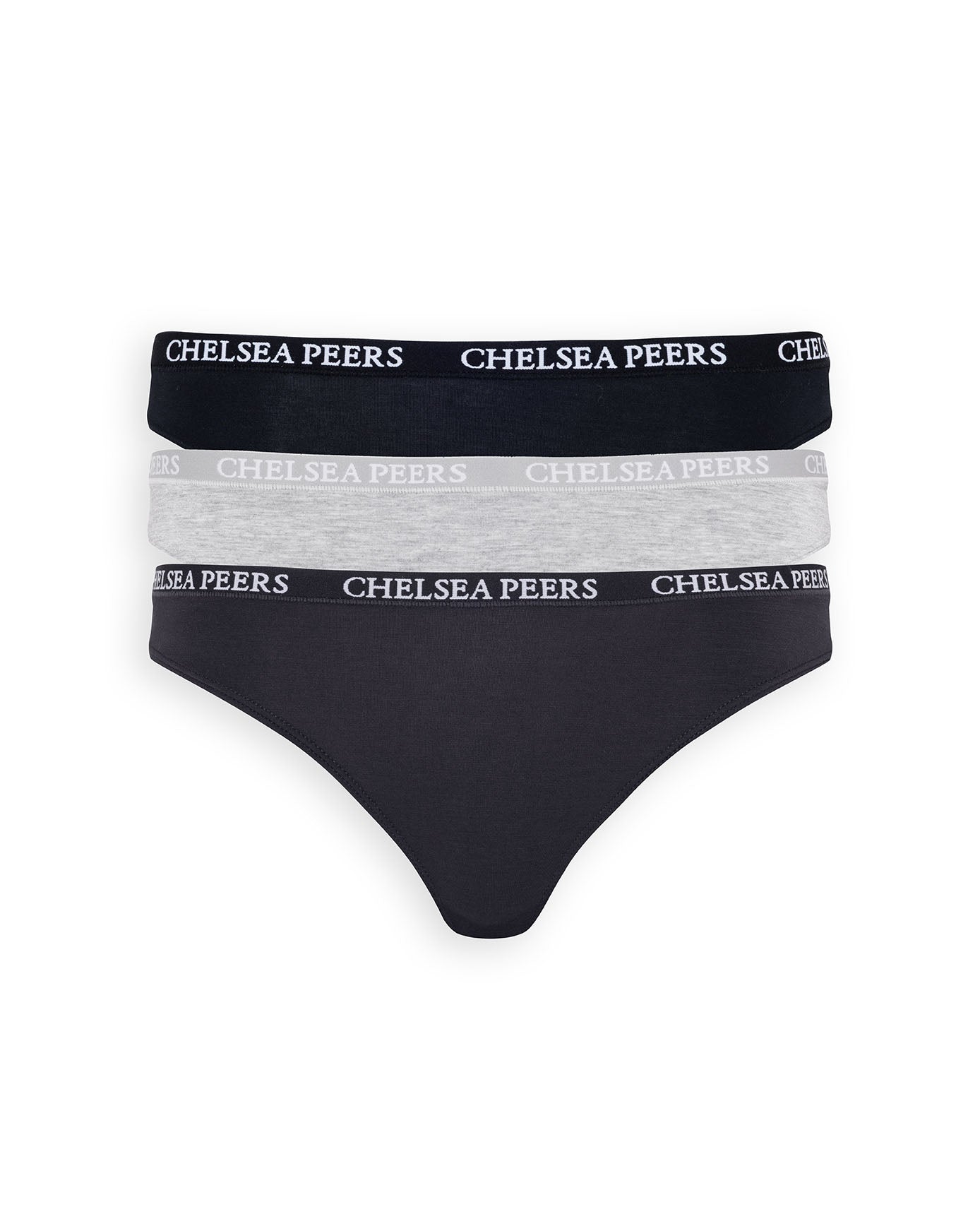 TENCEL™ Modal Three Pack Thong - Navy, Grey & Black